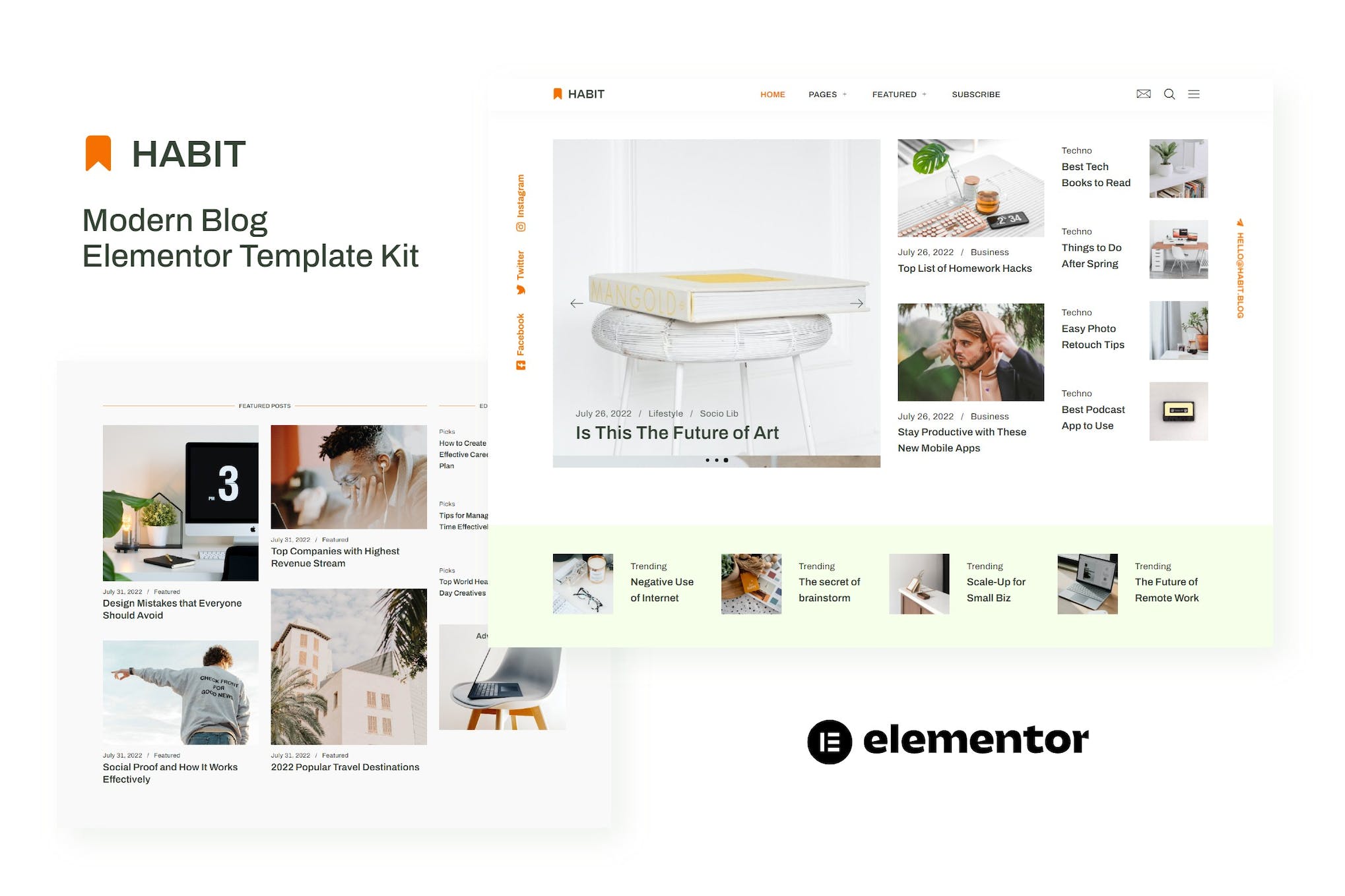 Habit - Modern Blog Elementor Template Kit template kit cover image