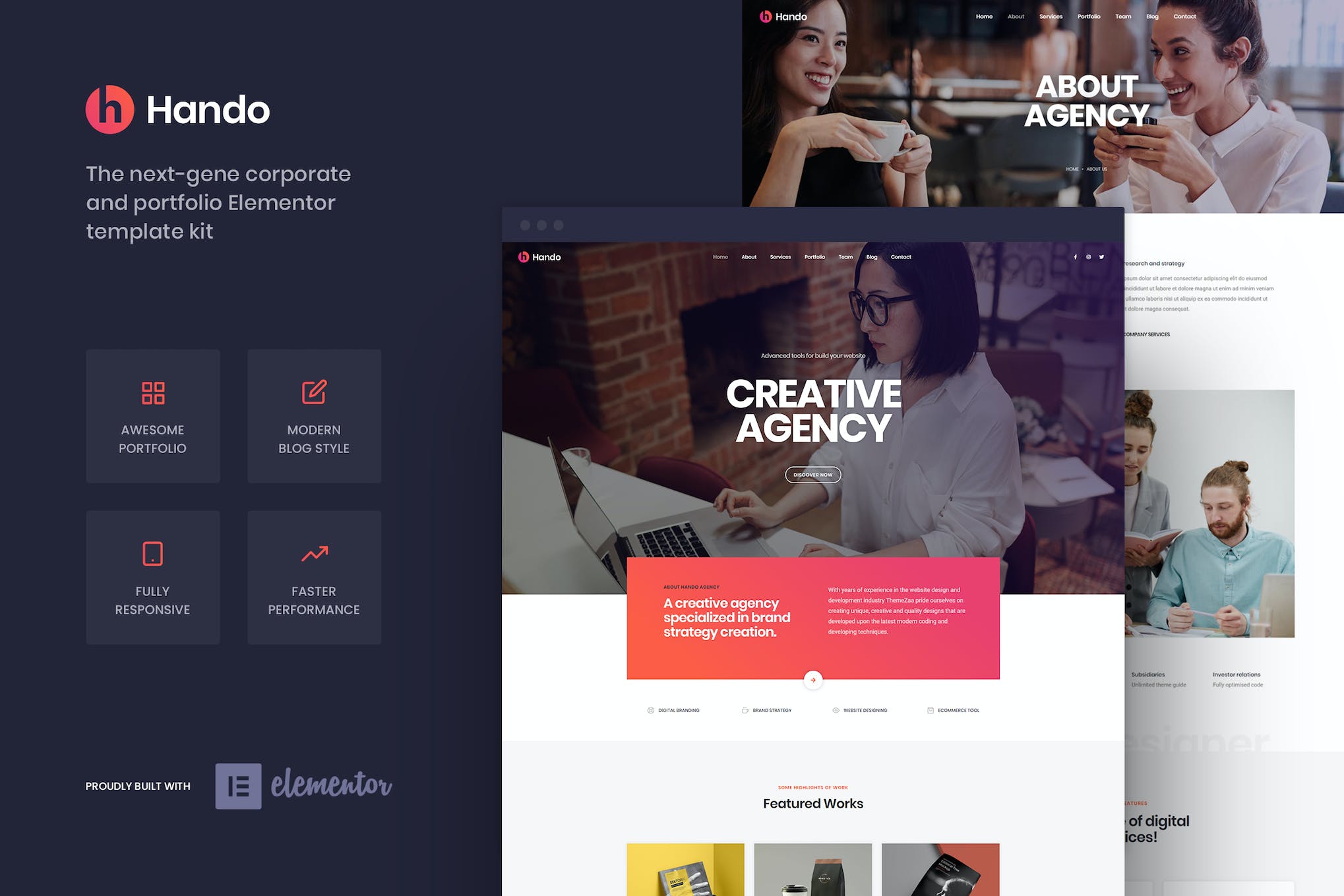 Hando - Corporate & Portfolio Elementor Template Kit template kit cover image