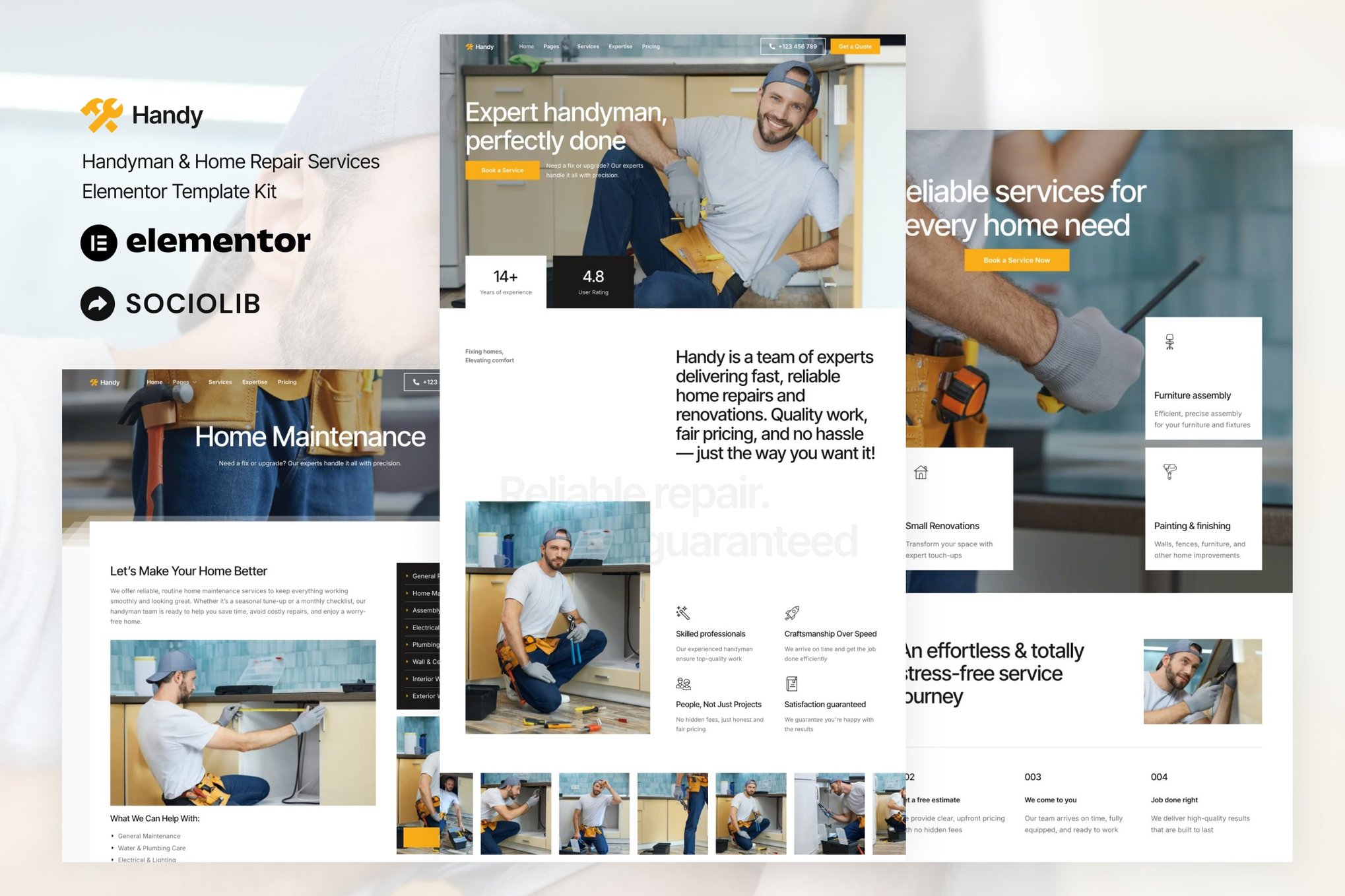 Handy - Handyman & Home Repair Service Elementor Template Kit template kit cover image