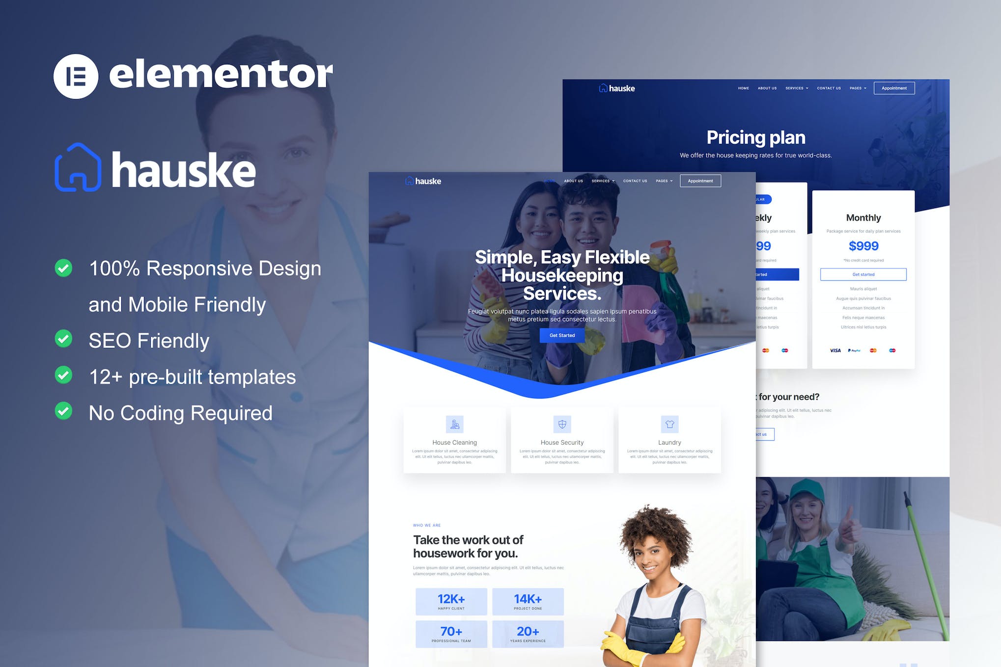 Hauske - Houskeeping & Cleaning Services Elementor Template Kit template kit cover image