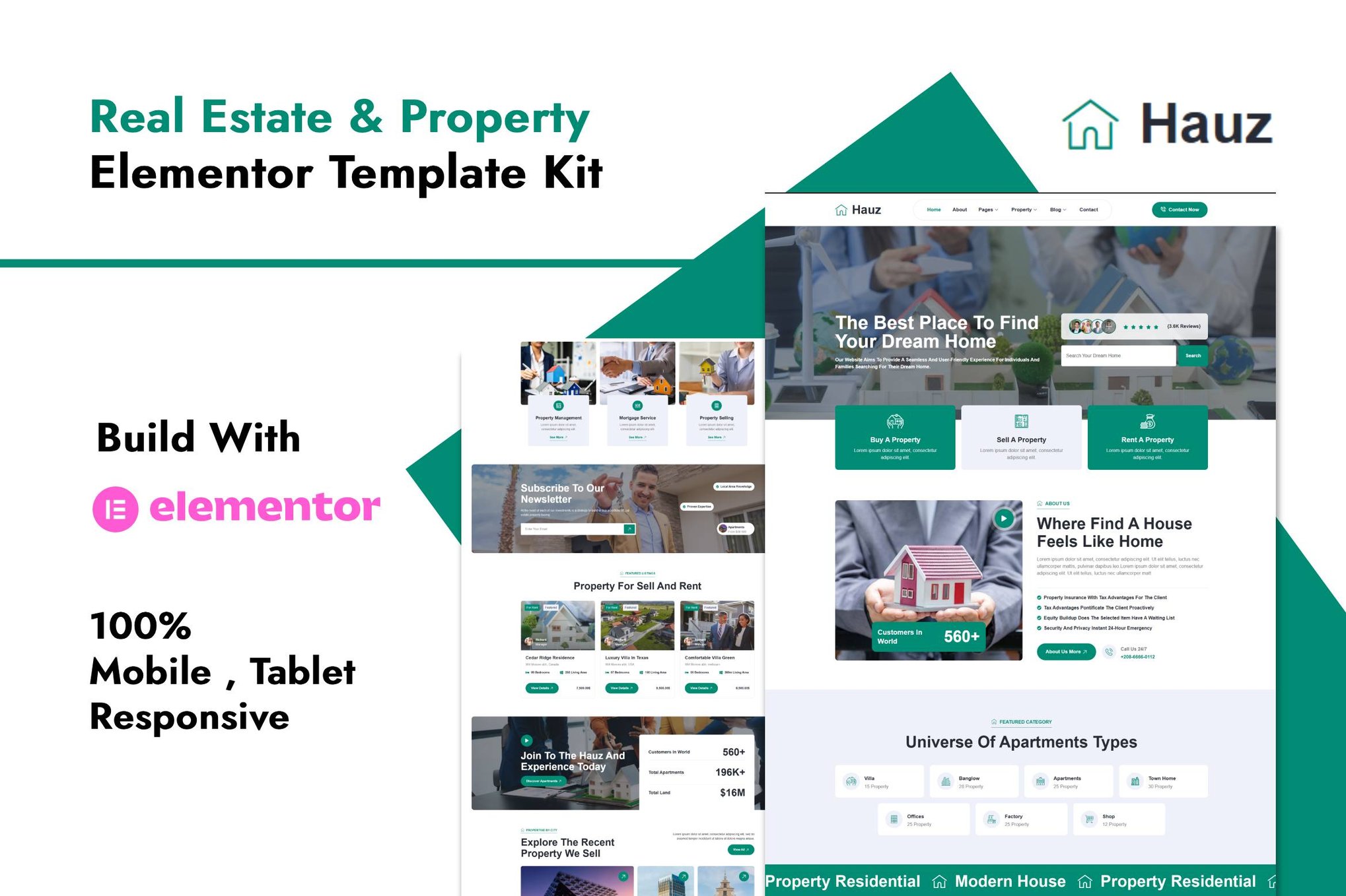 Hauz - Real Estate & Property Elementor Pro Template Kit template kit cover image