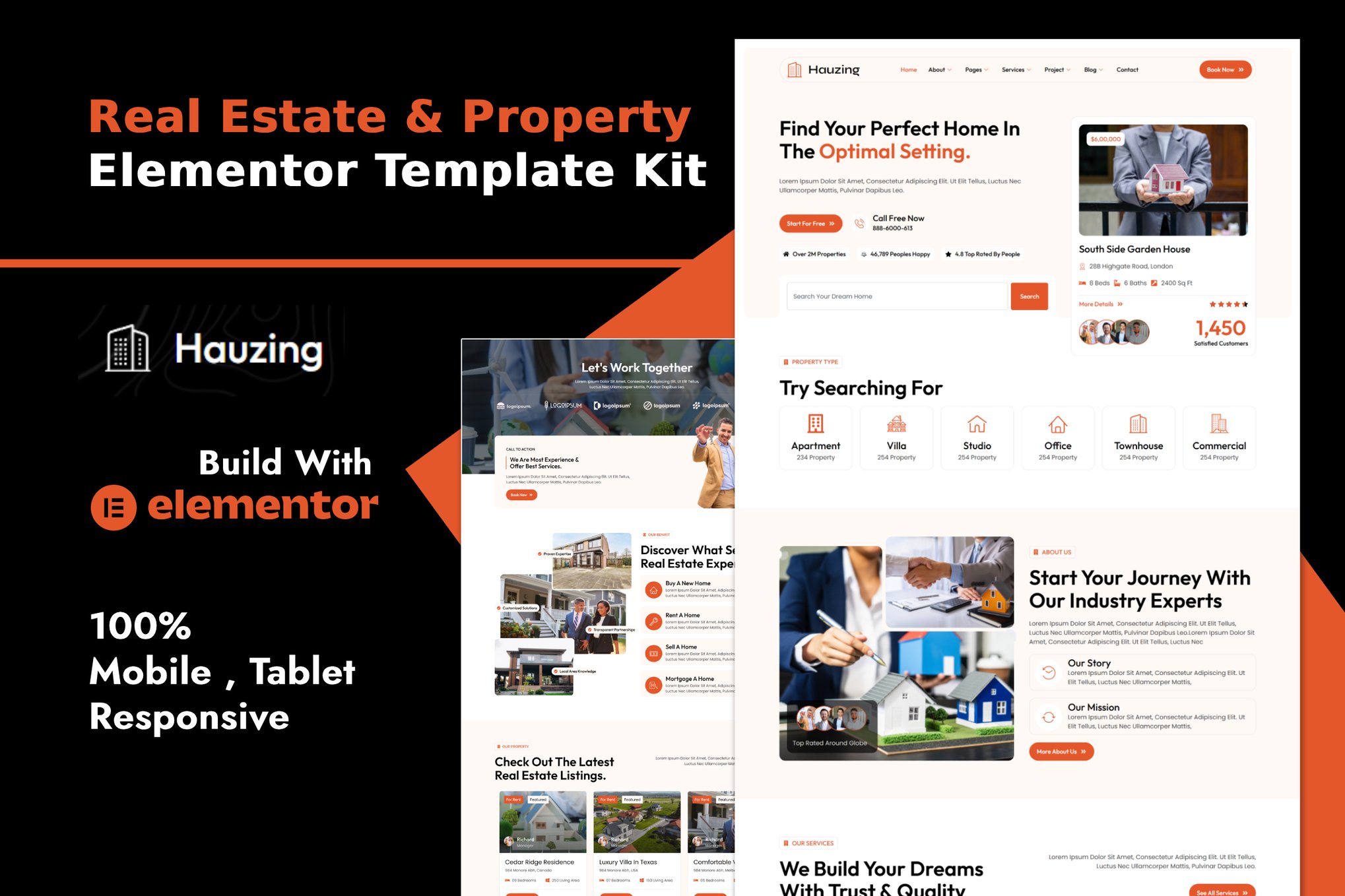 Hauzing - Real Estate & Property Elementor Template Kit template kit cover image