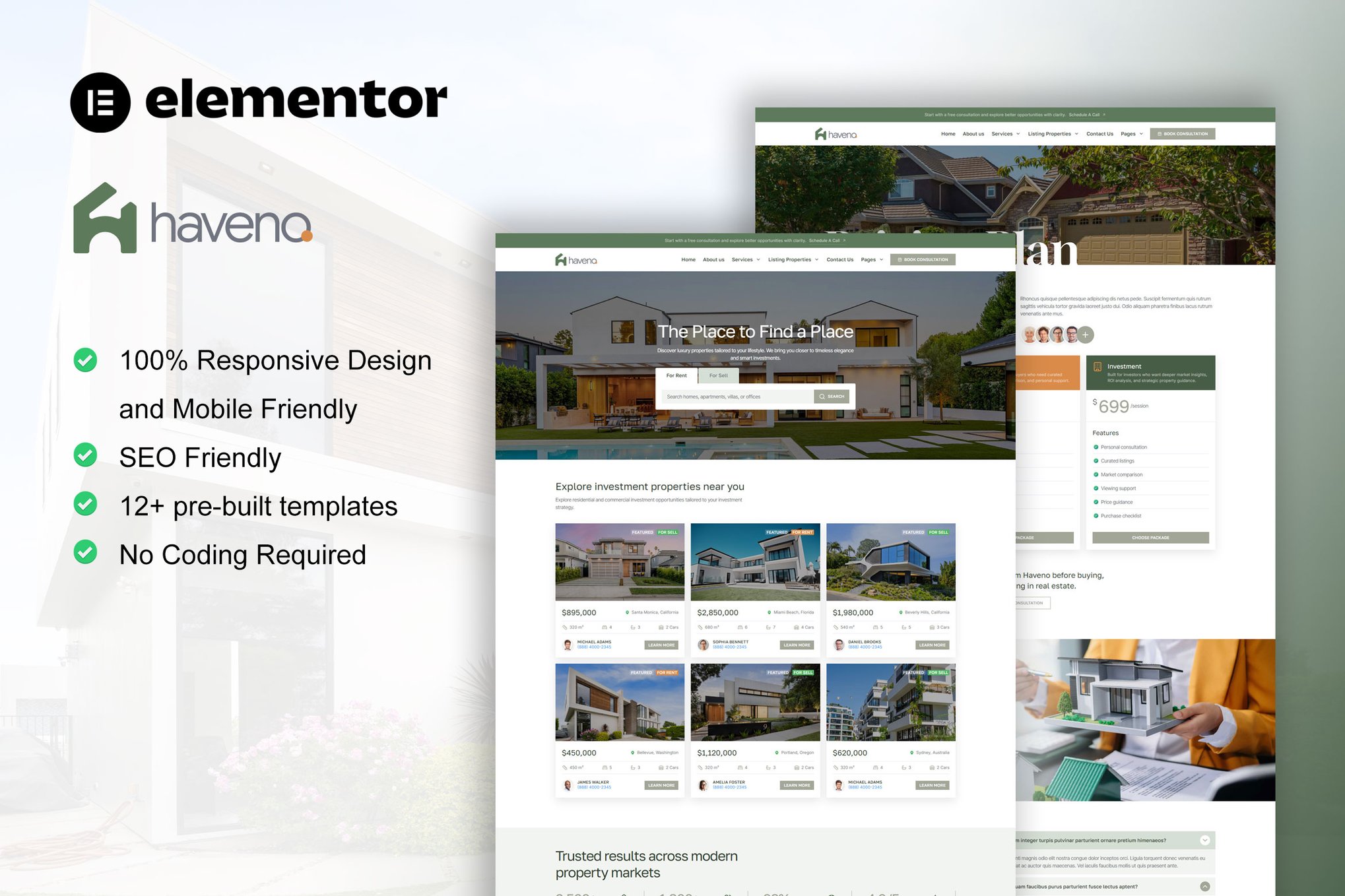 Haveno - Real Estate & Property Elementor Template Kit template kit cover image