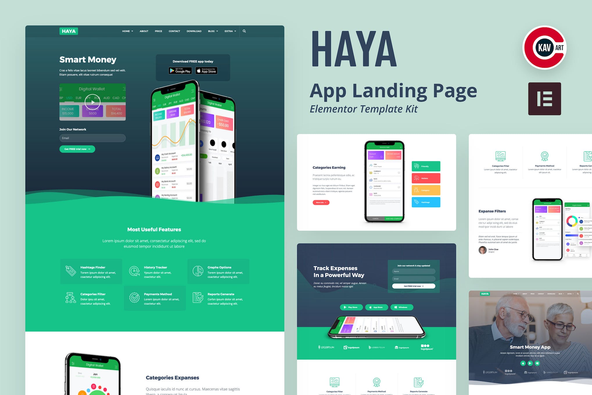 Haya - App Startup Elementor Template Kit template kit cover image