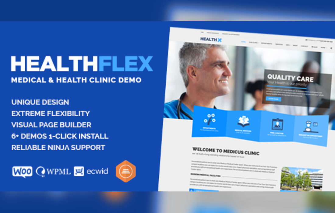 HEALTHFLEX - Doctor Medical Clinic & Health WordPress Theme theme cover image