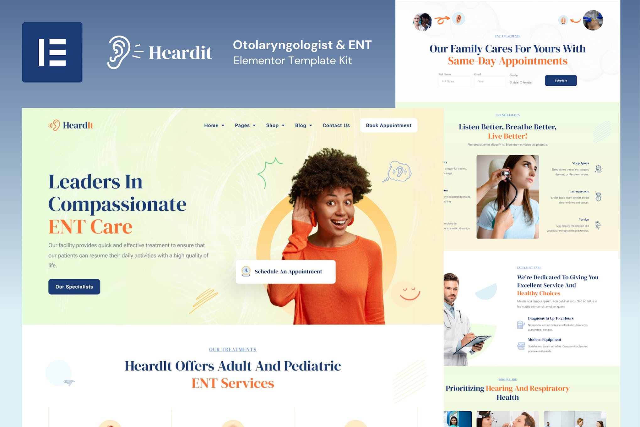 HeardIt - Otolaryngologist & ENT Elementor Template Kit template kit cover image