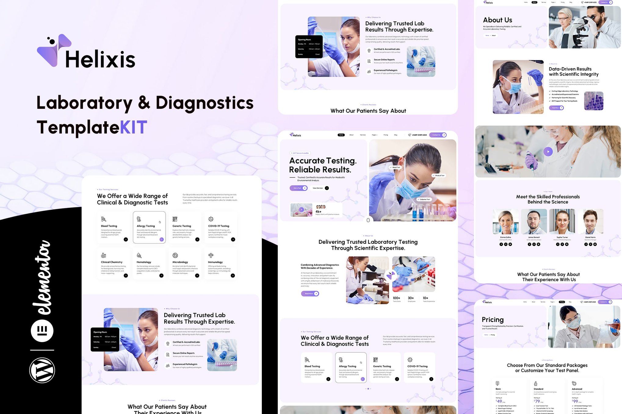 Helixis - Laboratory & Diagnostics Elementor Template Kit template kit cover image