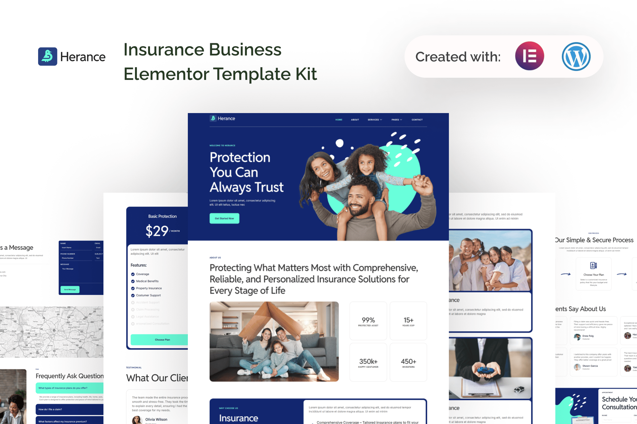 Herance - Insurance Company Elementor Template Kit template kit cover image