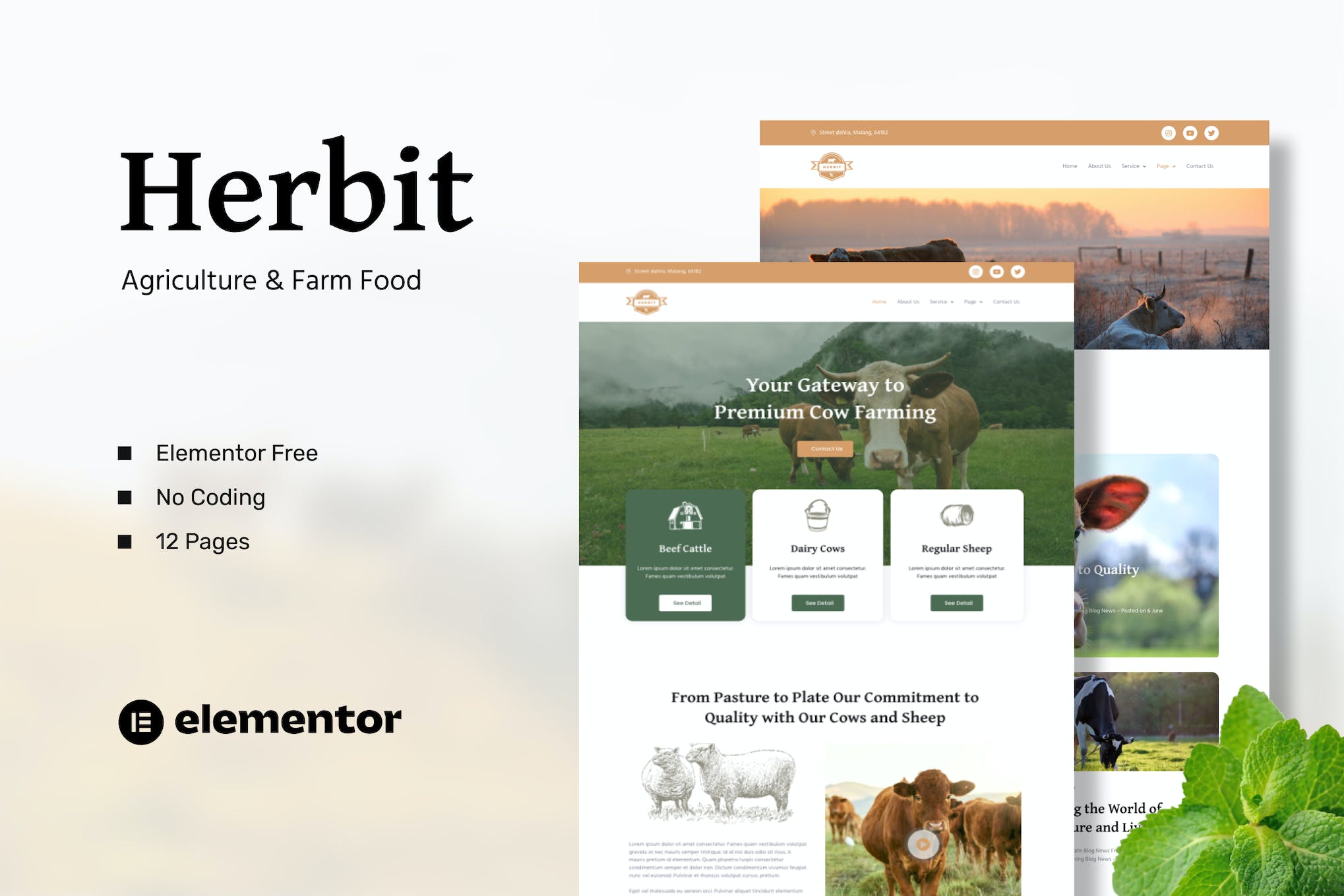 Herbit - Cow & Sheep Farm Industry Template Kits template kit cover image