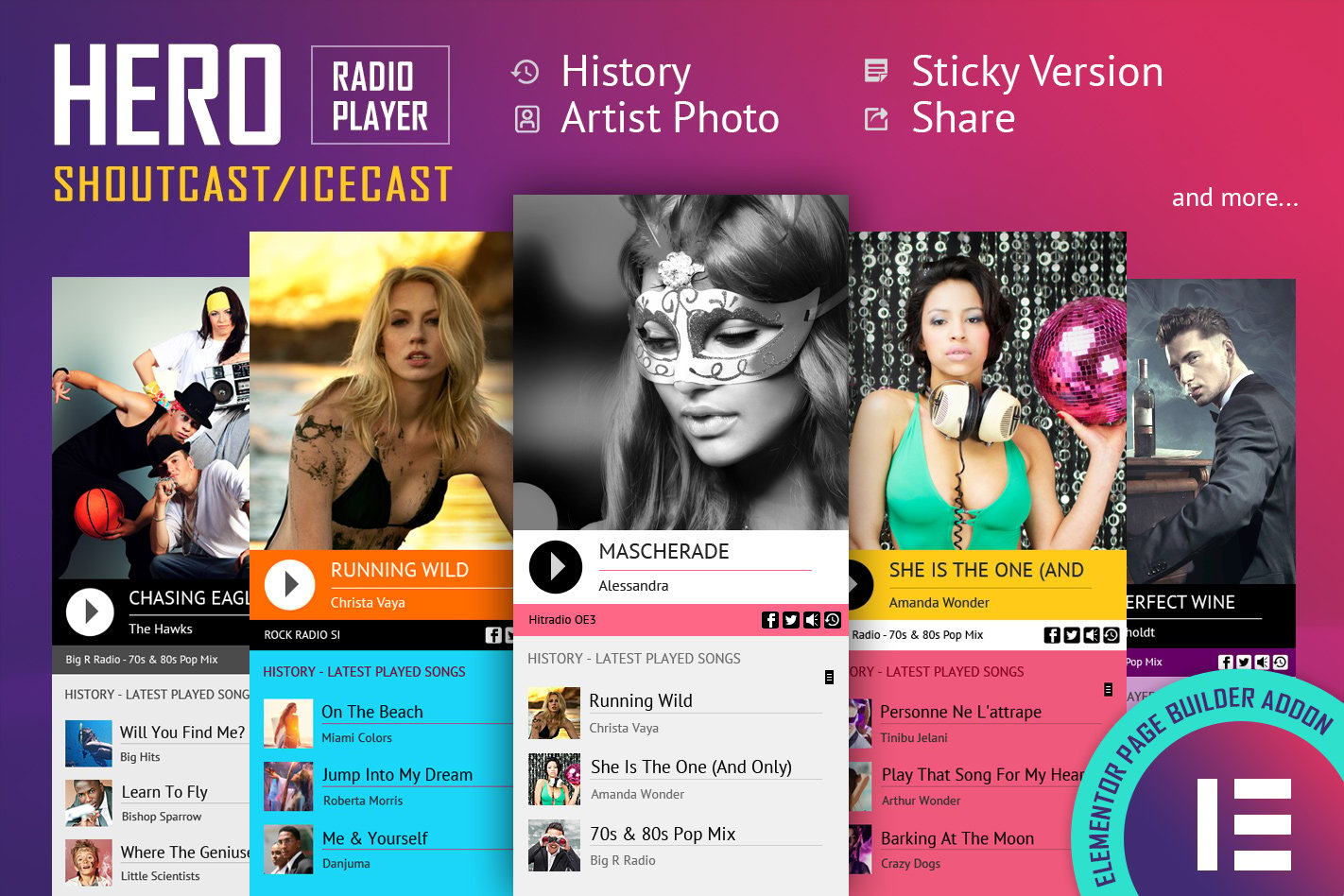 Hero - Shoutcast Icecast Radio Player - Elementor plugin cover image