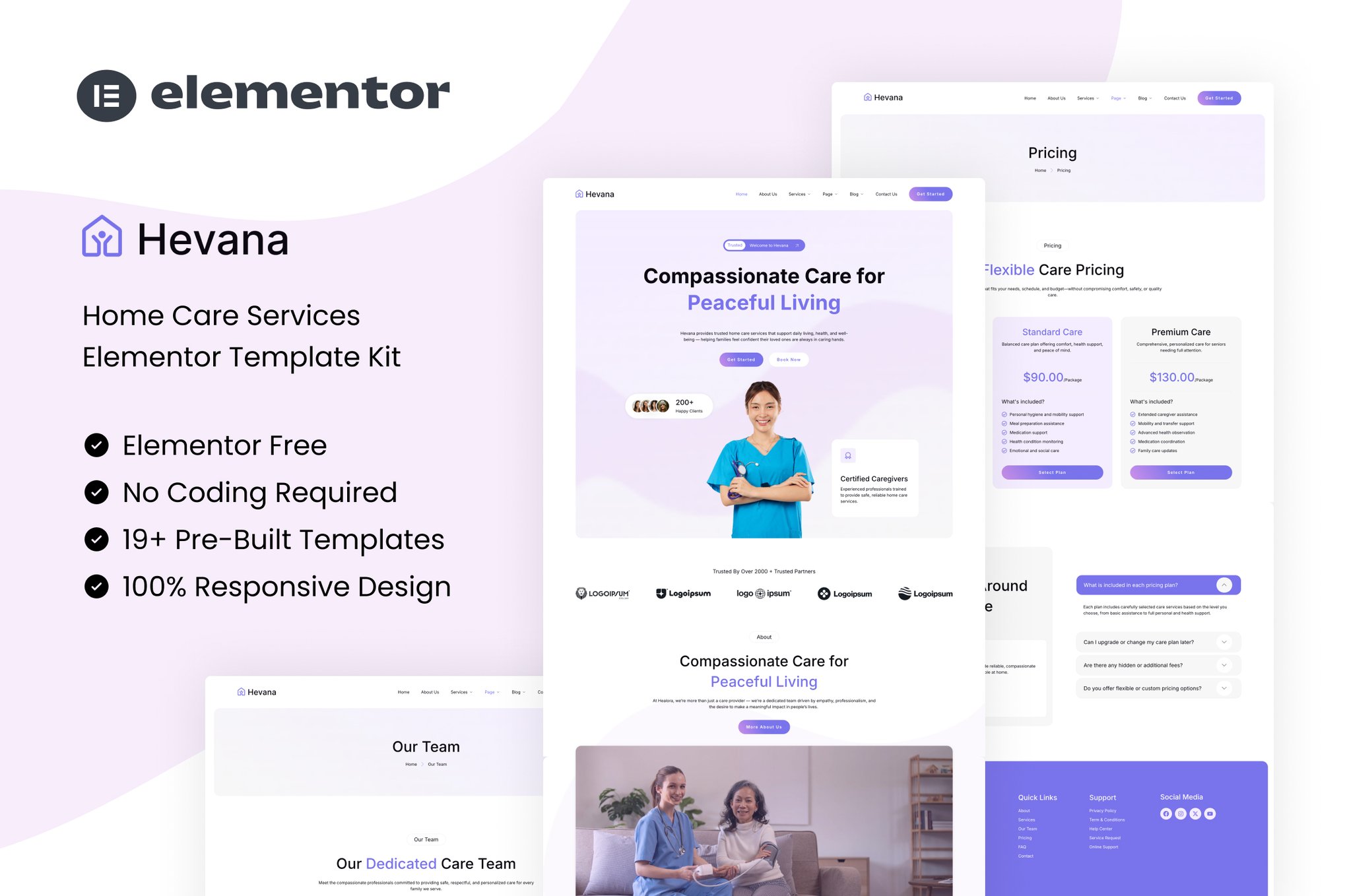 Hevana - Home Care Services Elementor Template Kit template kit cover image