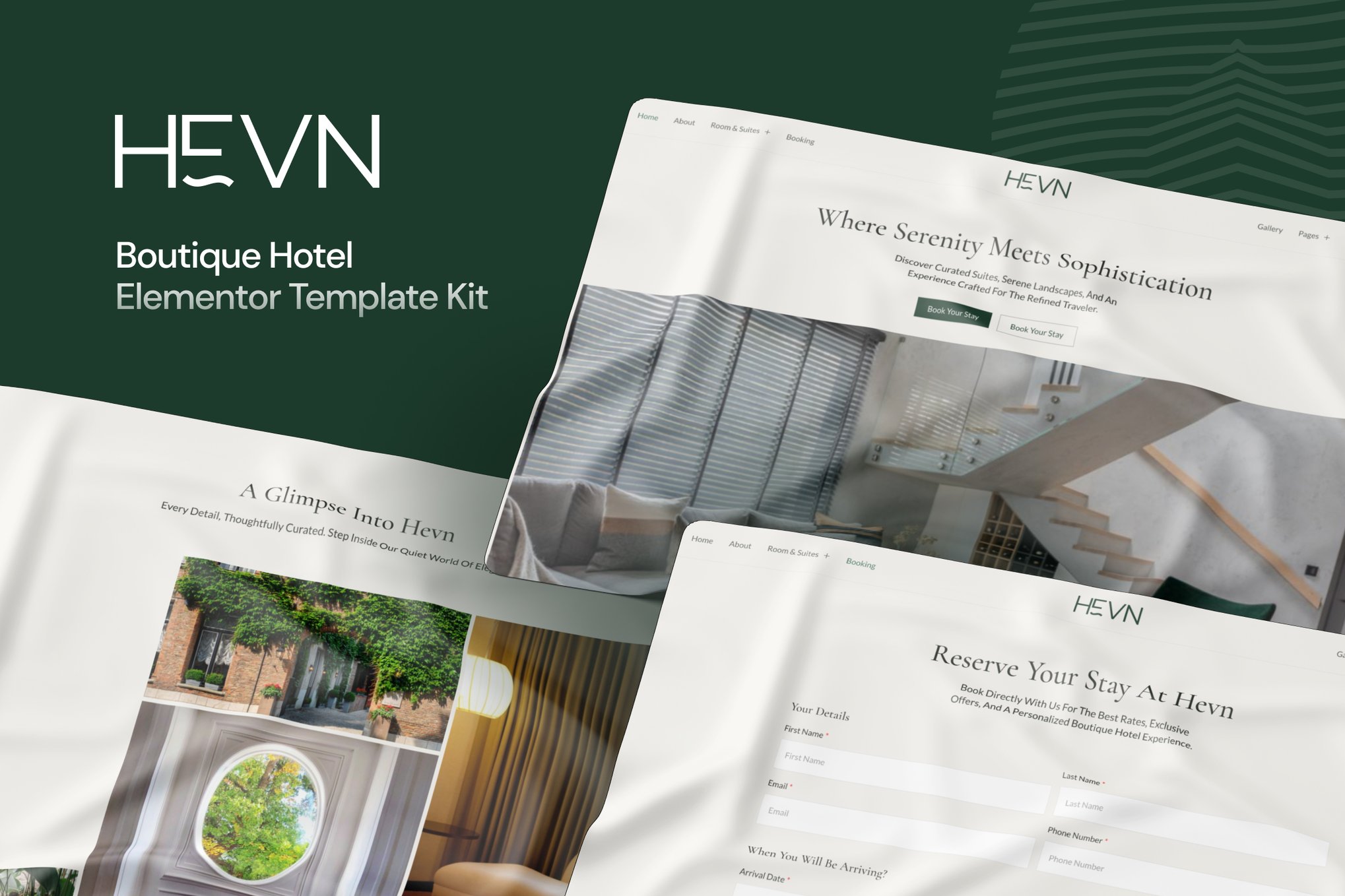 Hevn - Boutique Hotel Elementor Template Kit template kit cover image
