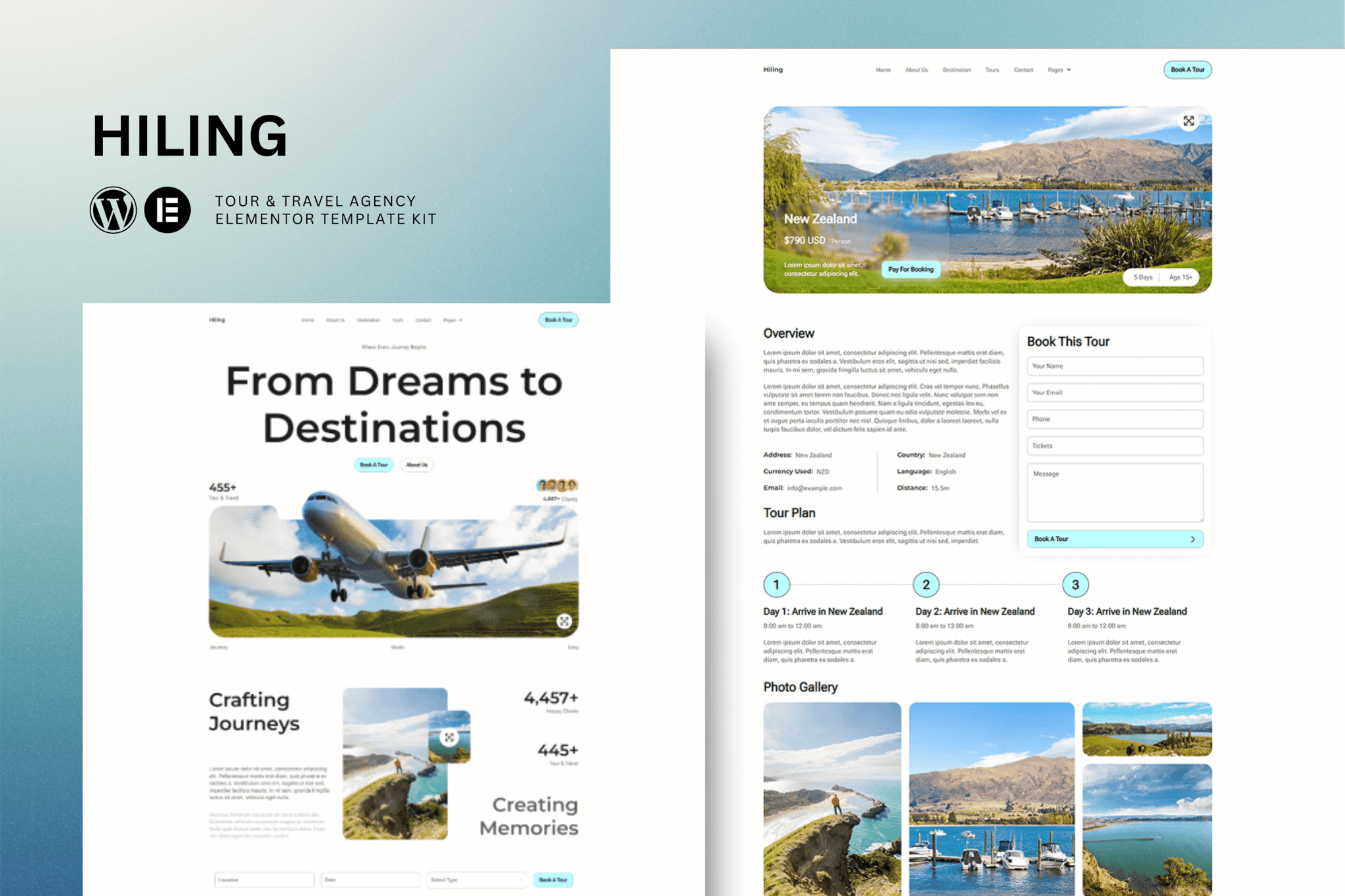 Hiling - Tour & Travel Agency Elementor Template Kit template kit cover image