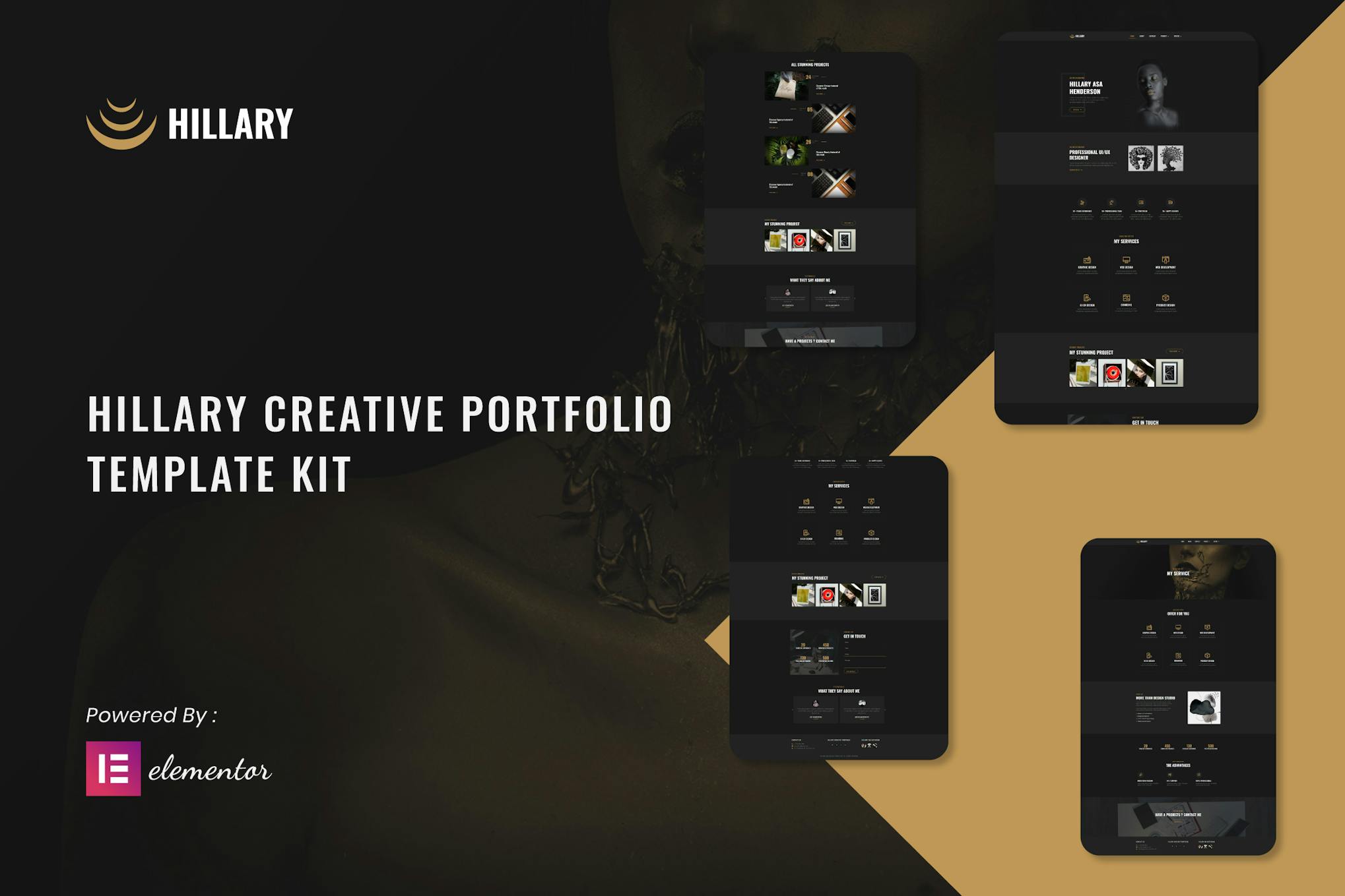 Hillary - Creative Portfolio Elementor Template Kit template kit cover image