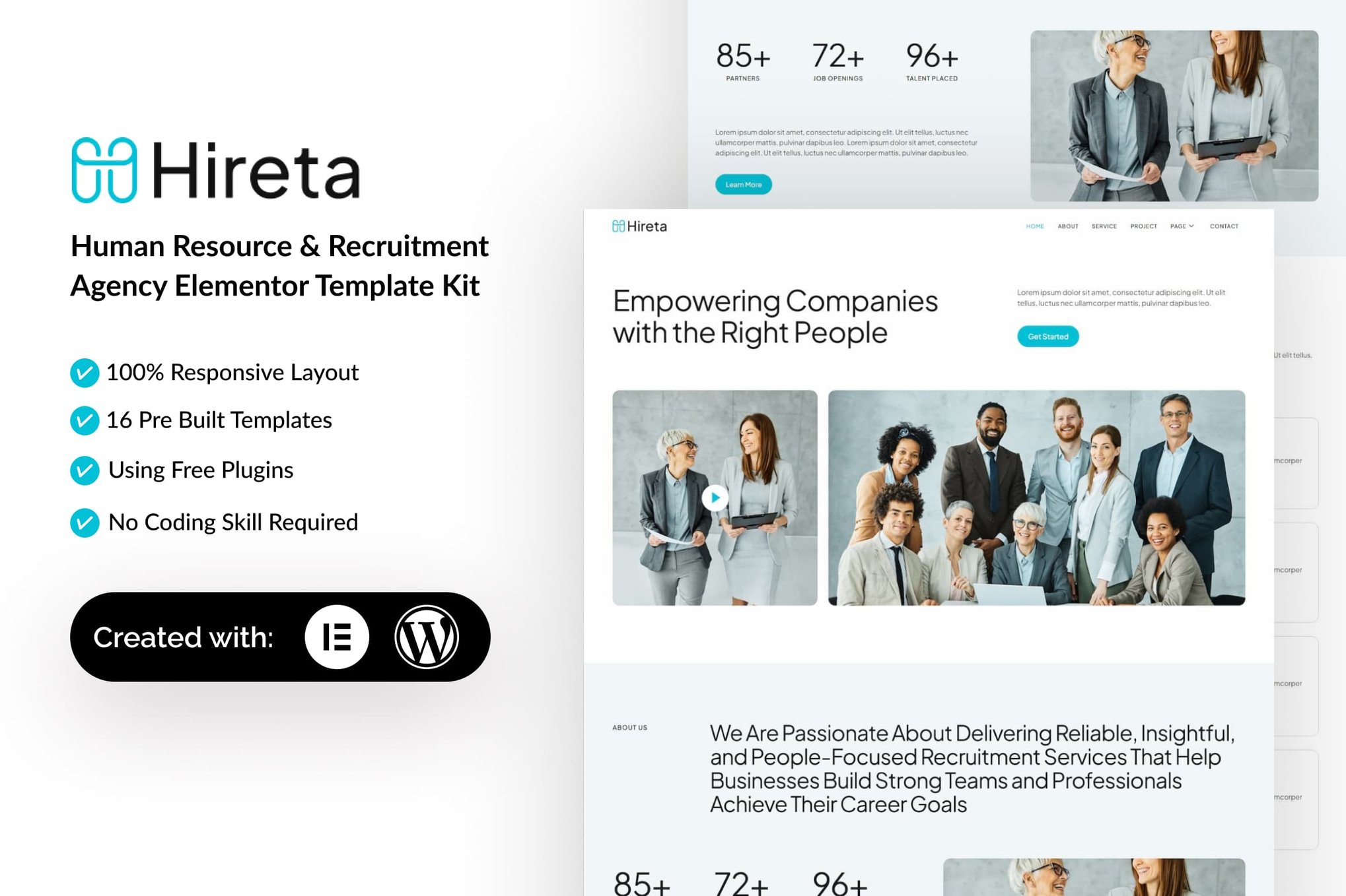Hireta - Human Resource & Recruitment Agency Elementor Template Kit template kit cover image