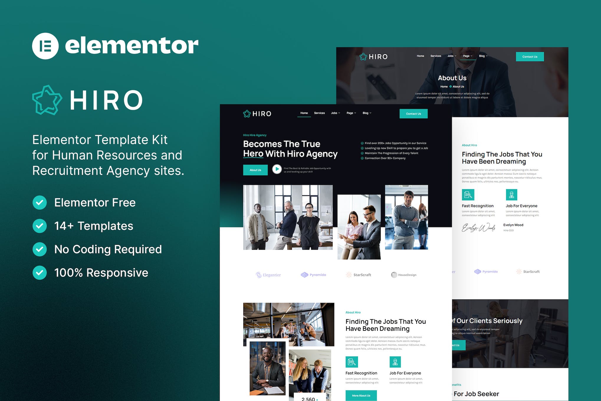 Hiro – Human Resources & Recruitment Agency Elementor Template Kit template kit cover image