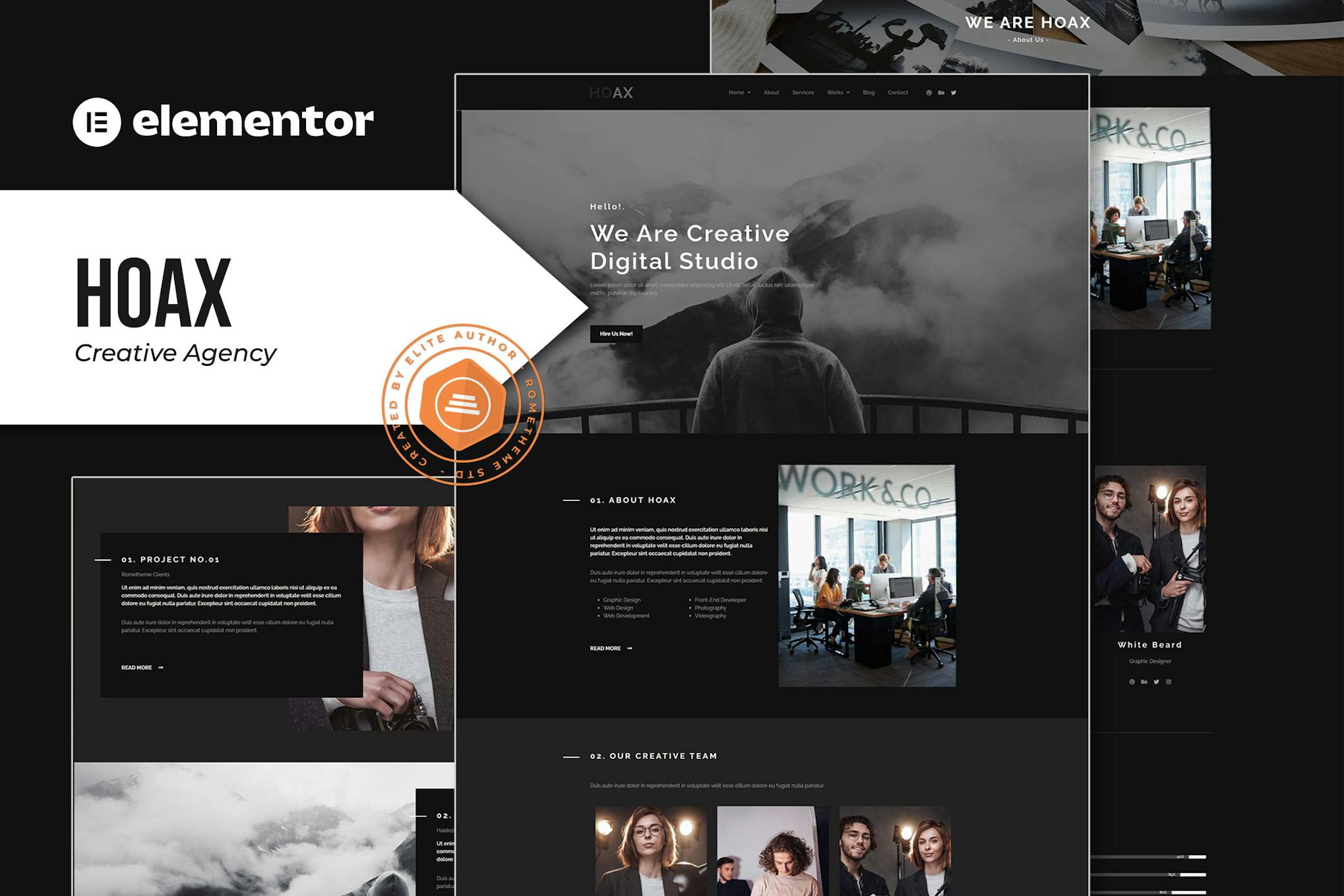 Hoax - Creative Agency Elementor Template Kit template kit cover image