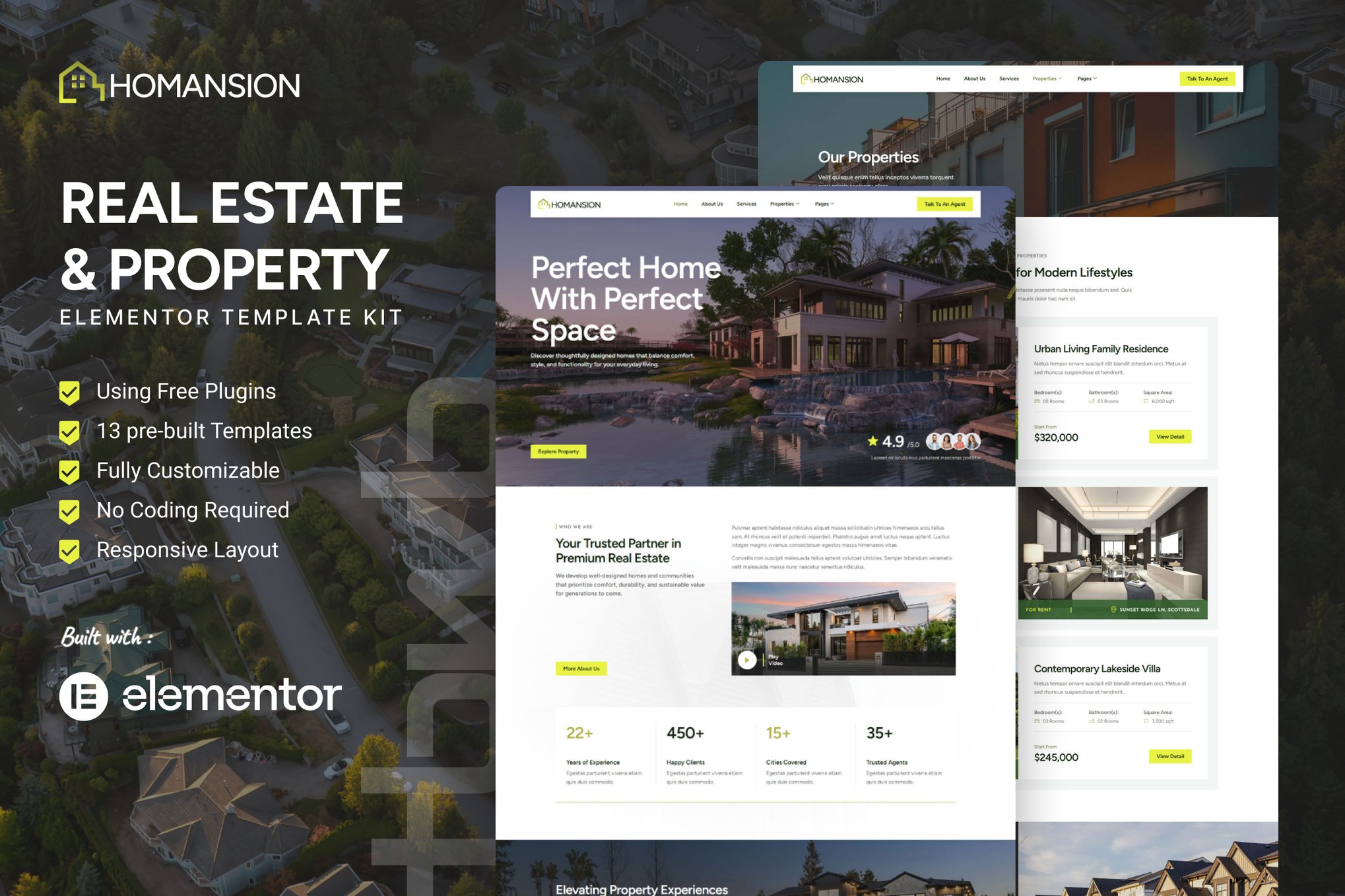 Homansion - Real Estate & Property Elementor Template Kit template kit cover image