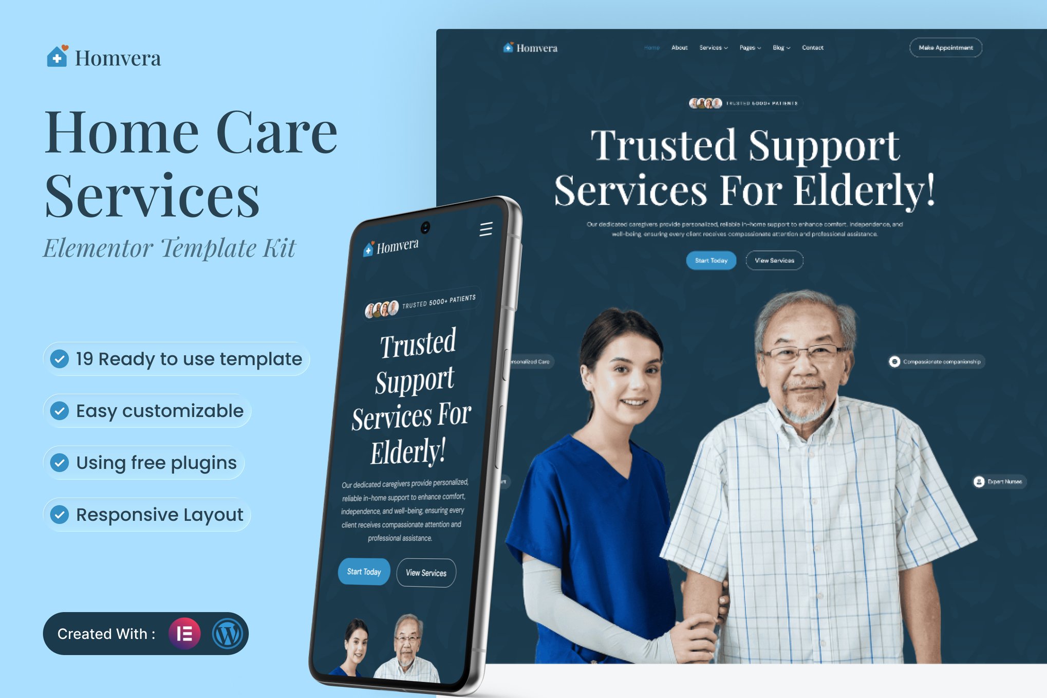 Homvera - Home Care Services Elementor Template Kit template kit cover image
