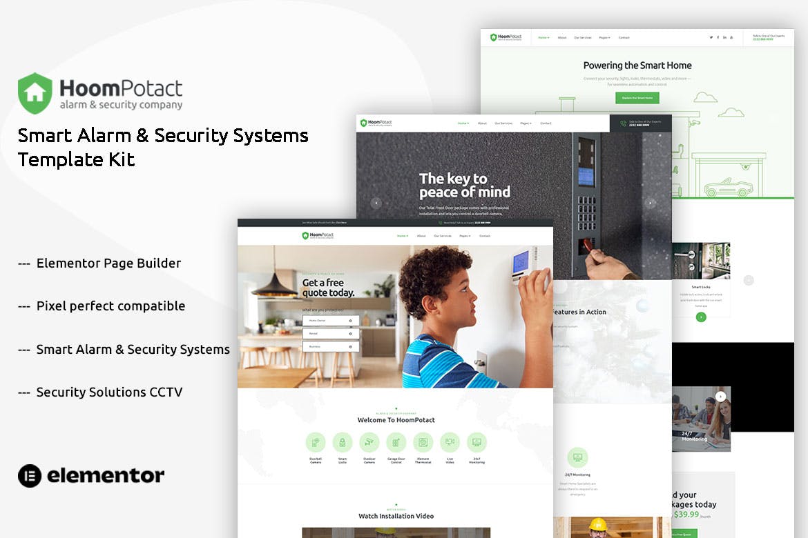HoomPotact - Smart Alarm & Security Systems Template Kit template kit cover image