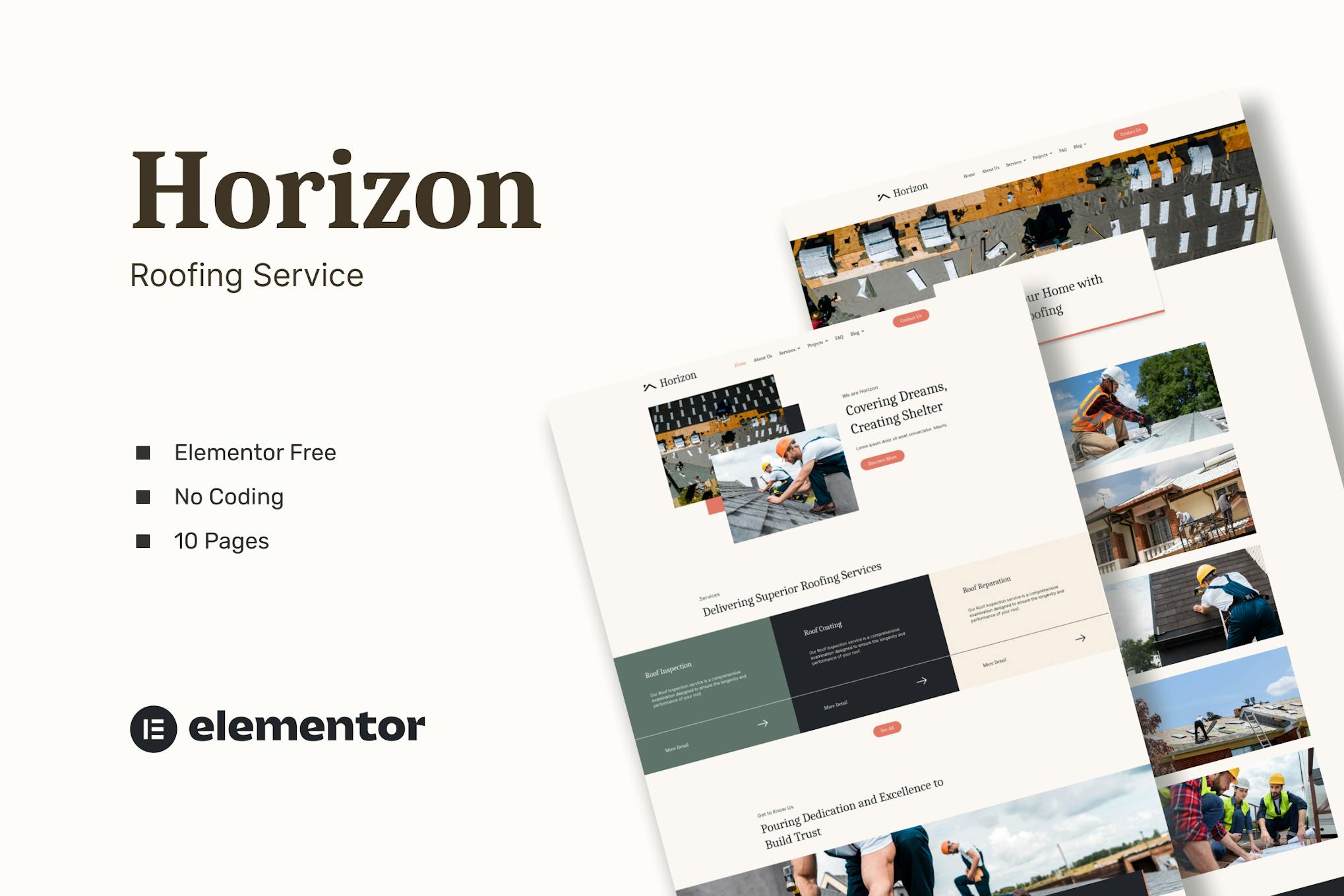 Horizon - Roofing Service Elementor Template Kits template kit cover image