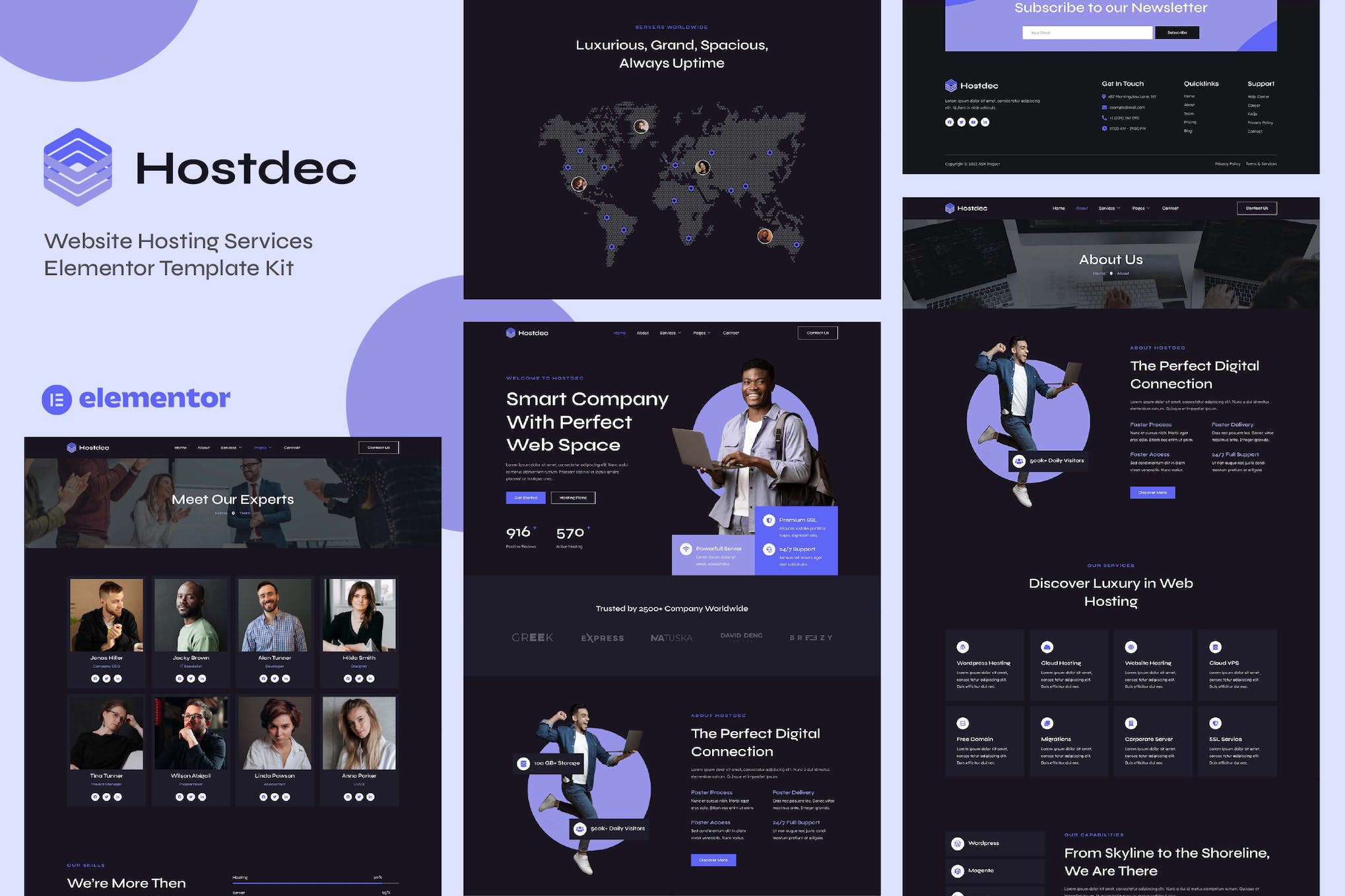 Hostdec - Website Hosting Services Elementor Template Kit template kit cover image
