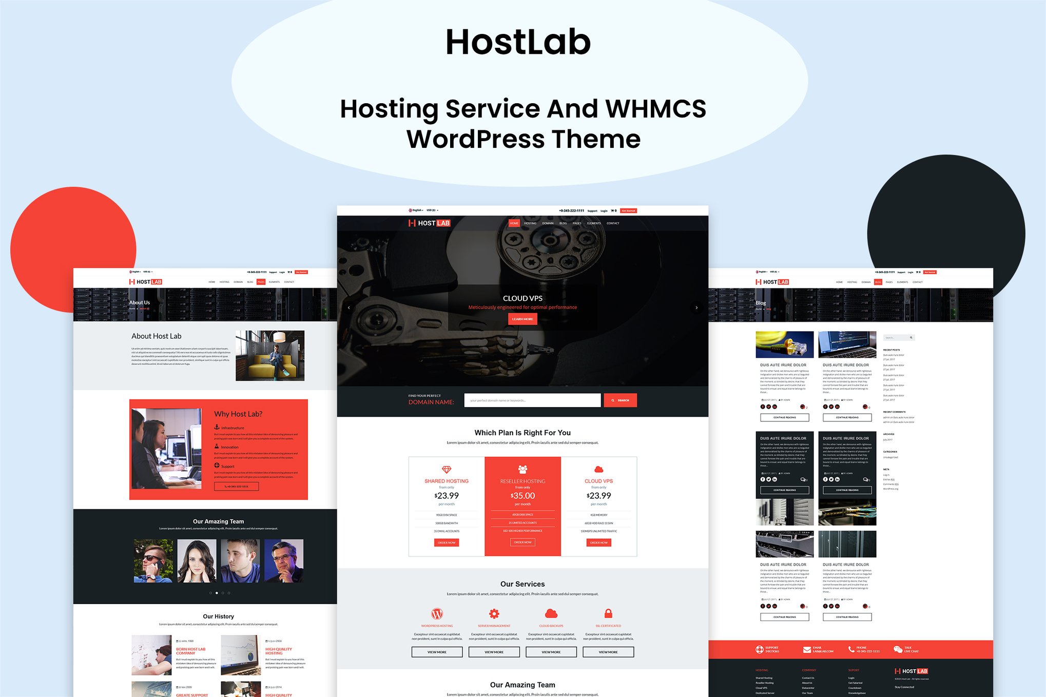 HostLab - Hosting Service And WHMCS WordPress theme cover image