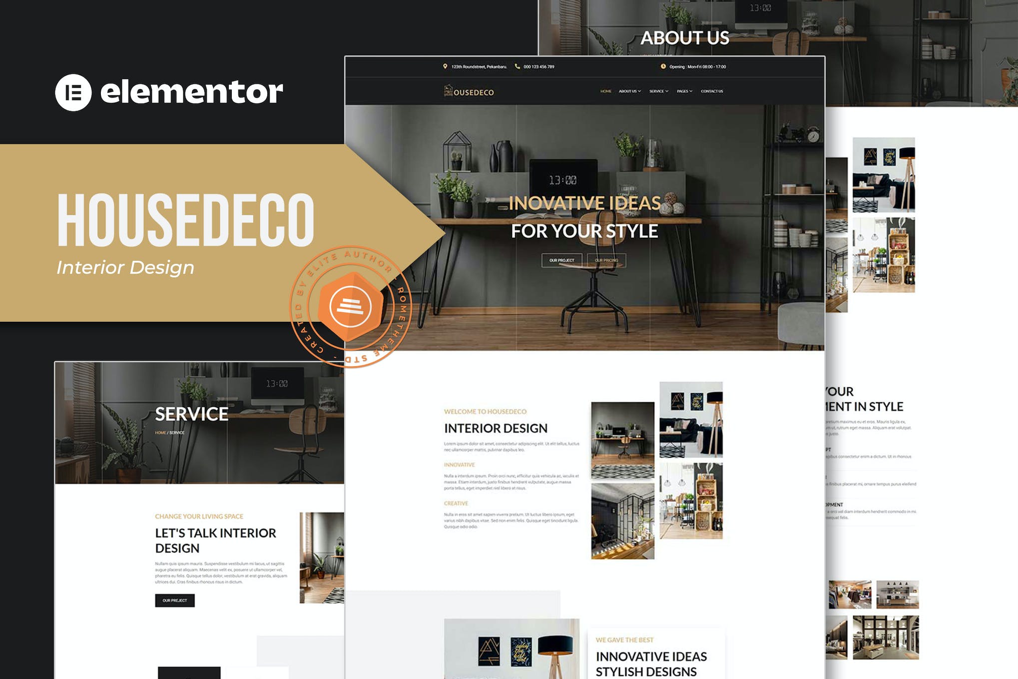 Housedeco - Interior Design Elementor Template Kit template kit cover image