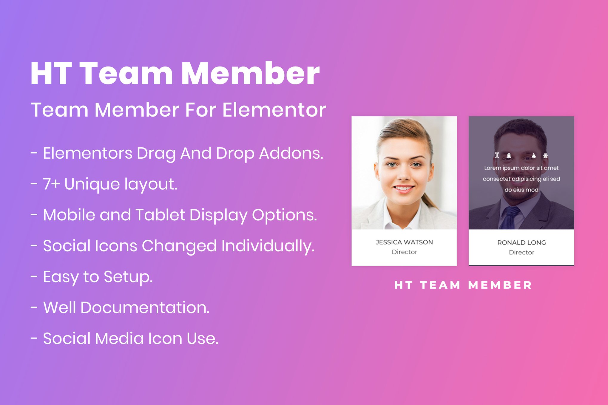 HT Team Member For Elementor plugin cover image