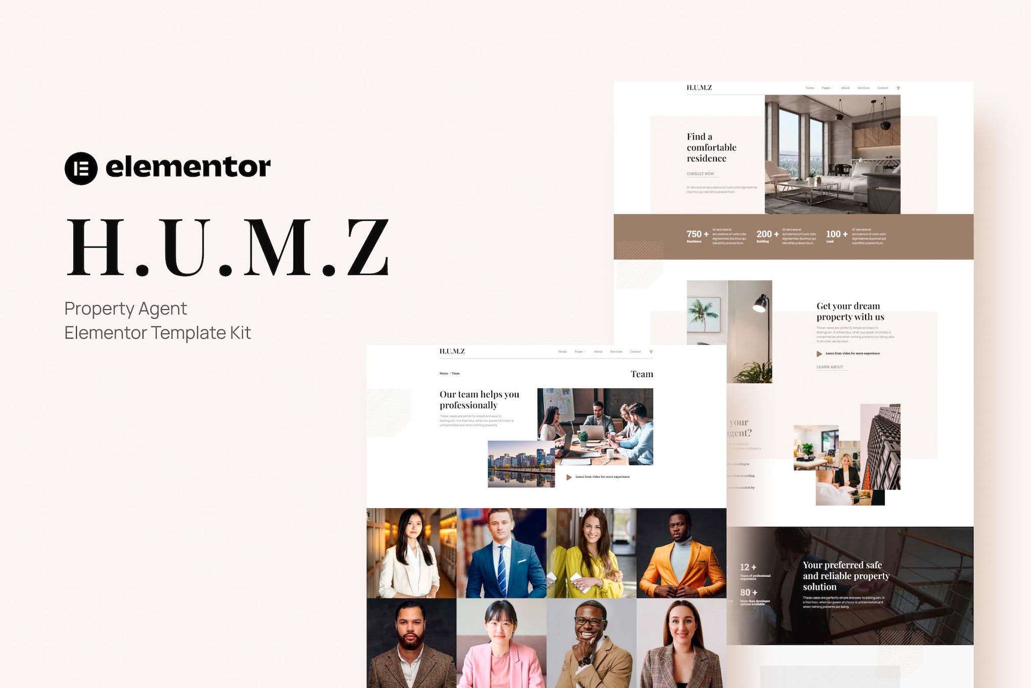 Humz - Property Agent Elementor Template Kit template kit cover image