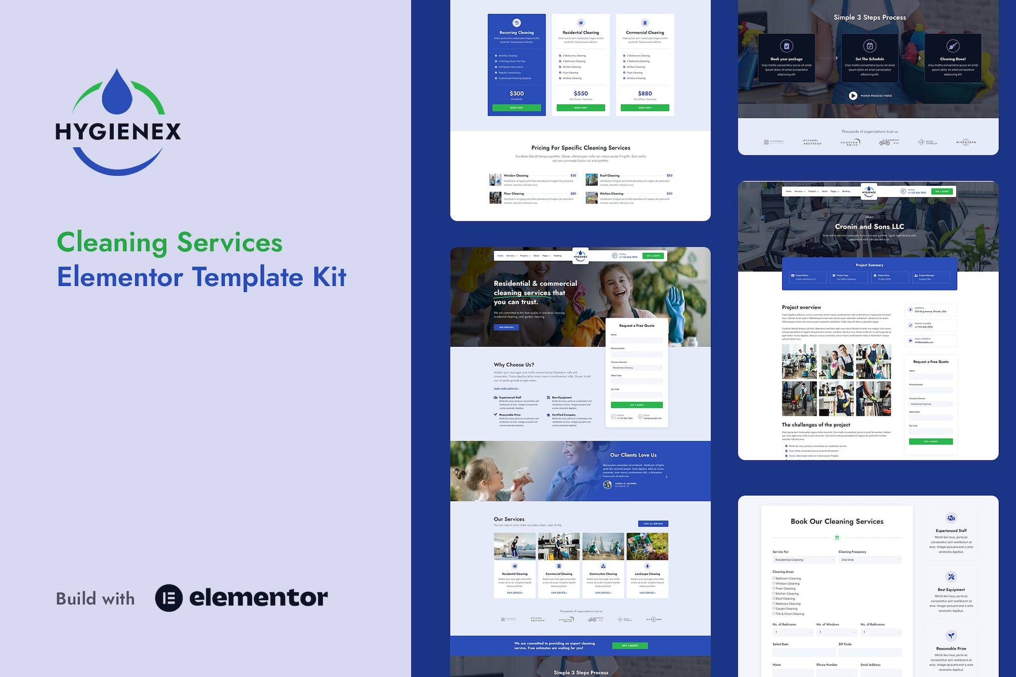 Hygienex - Cleaning Services Elementor Template Kit template kit cover image