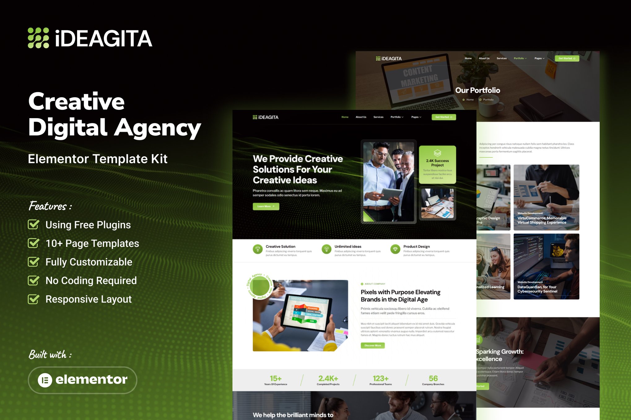 Ideagita - Creative Digital Agency Elementor Template Kit template kit cover image