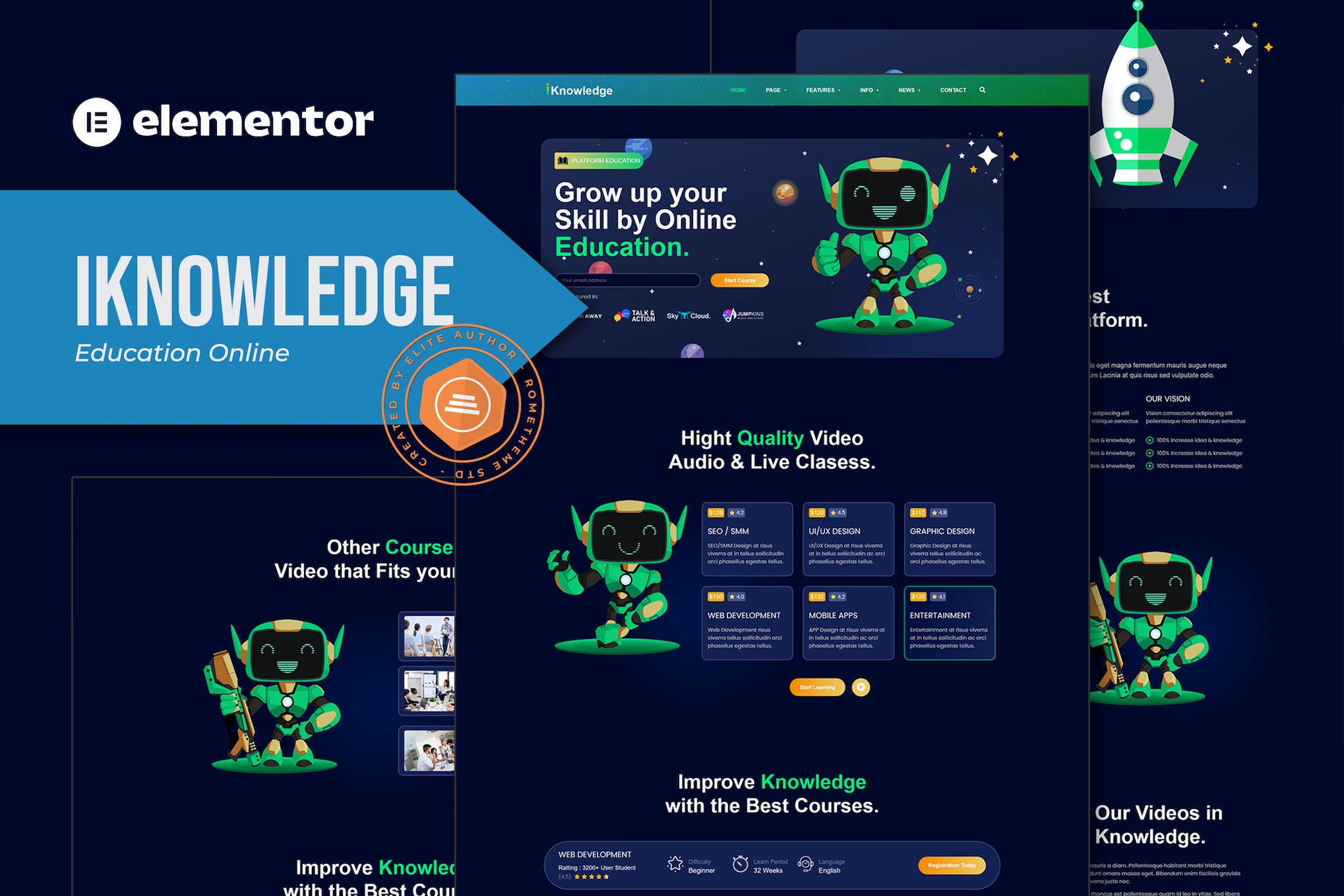 iKnowledge - Education Online & Learning Platform Elementor Template Kit template kit cover image