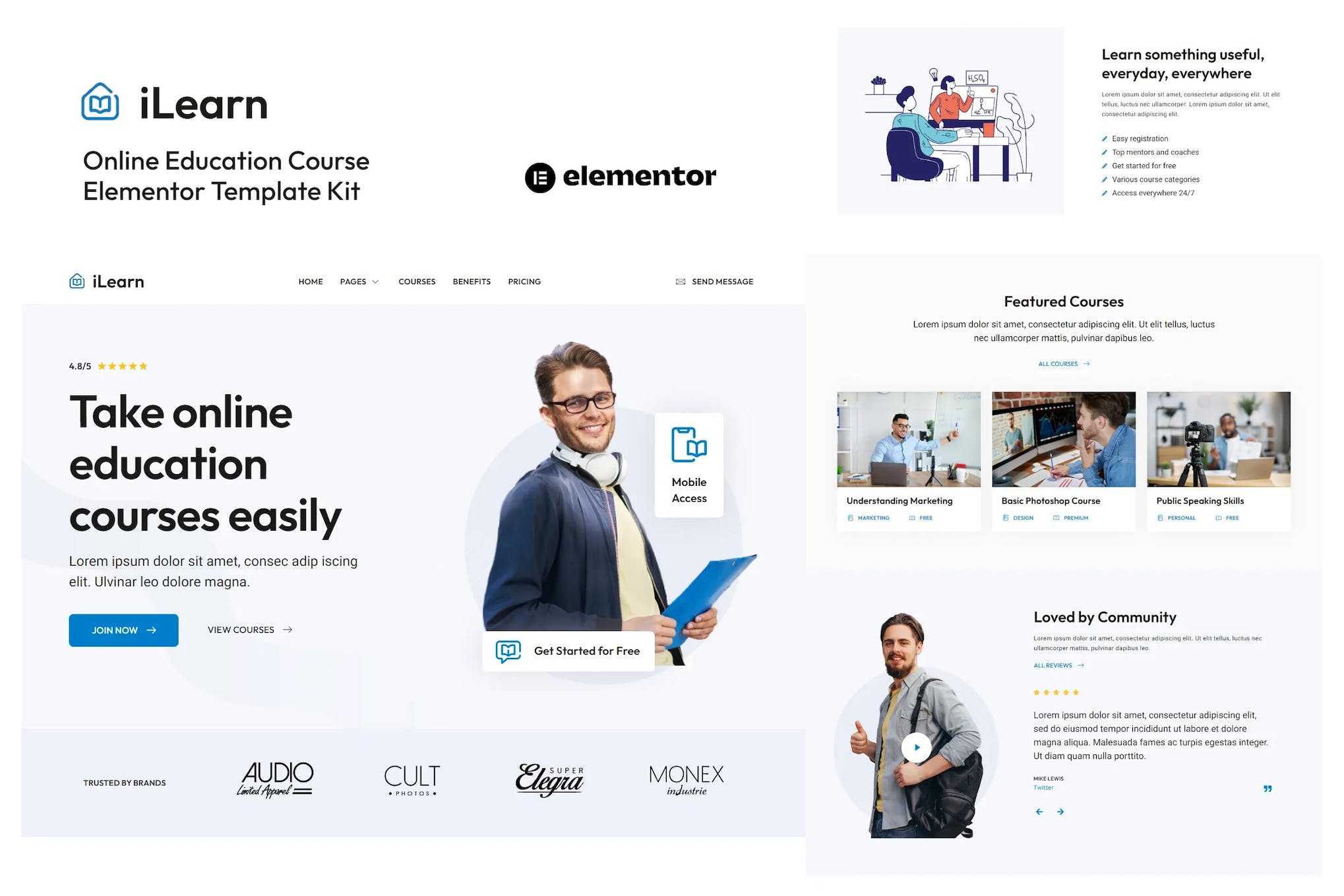 iLearn - Online Education Course Elementor Template Kit template kit cover image