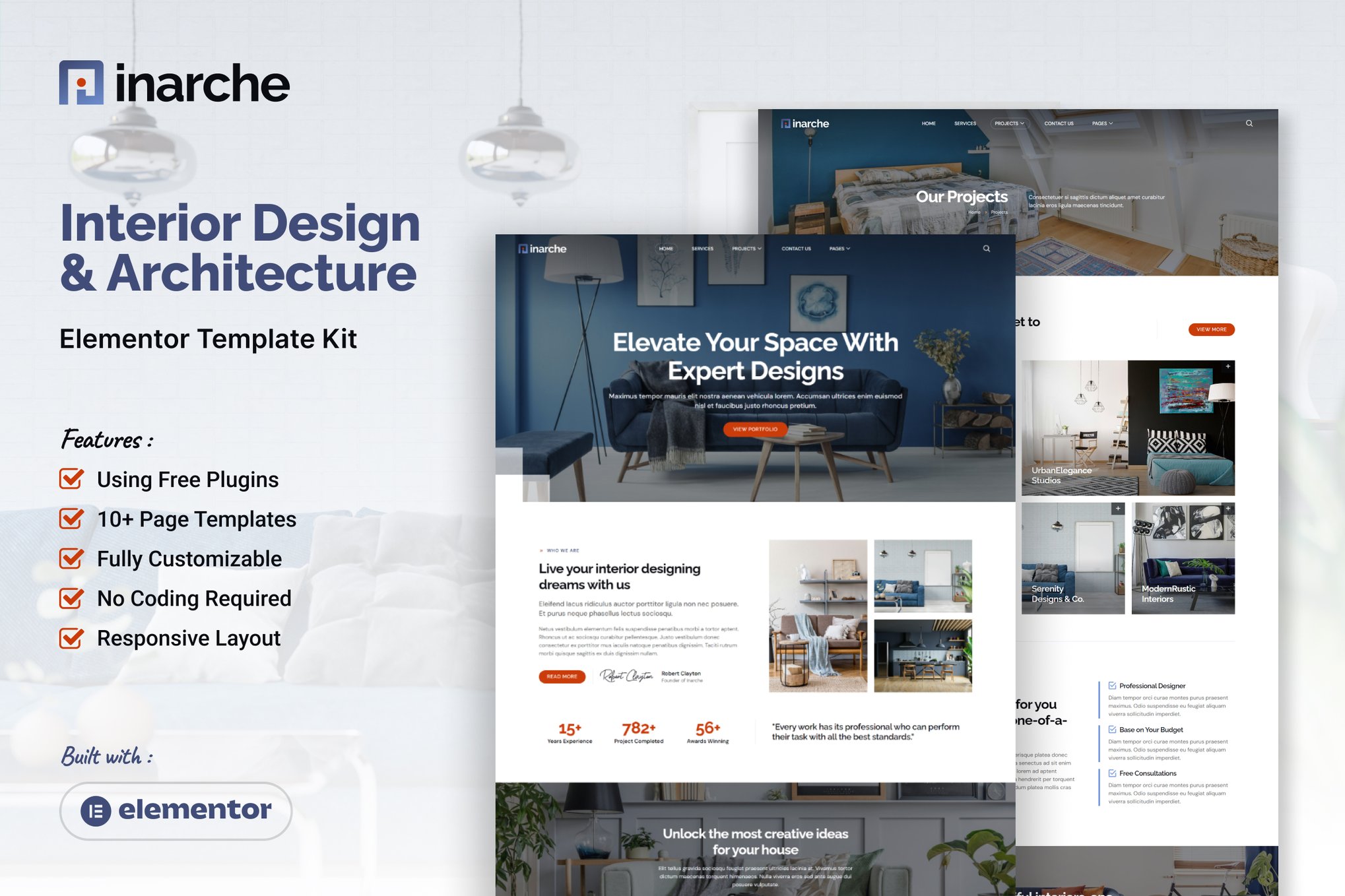Inarche - Interior Design & Architecture Elementor Template Kit template kit cover image