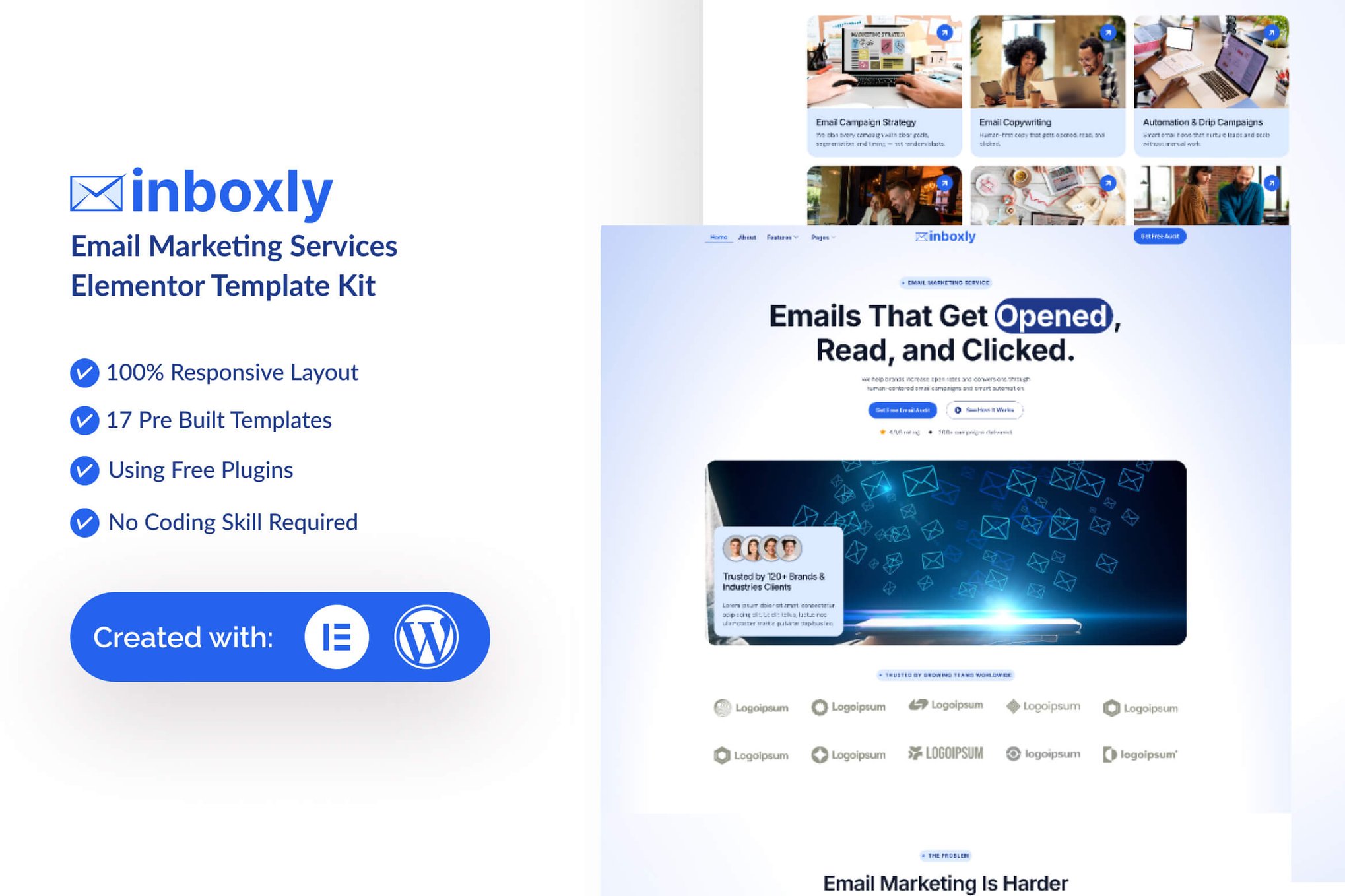 Inboxly - Email Marketing Services Elementor Template Kit template kit cover image