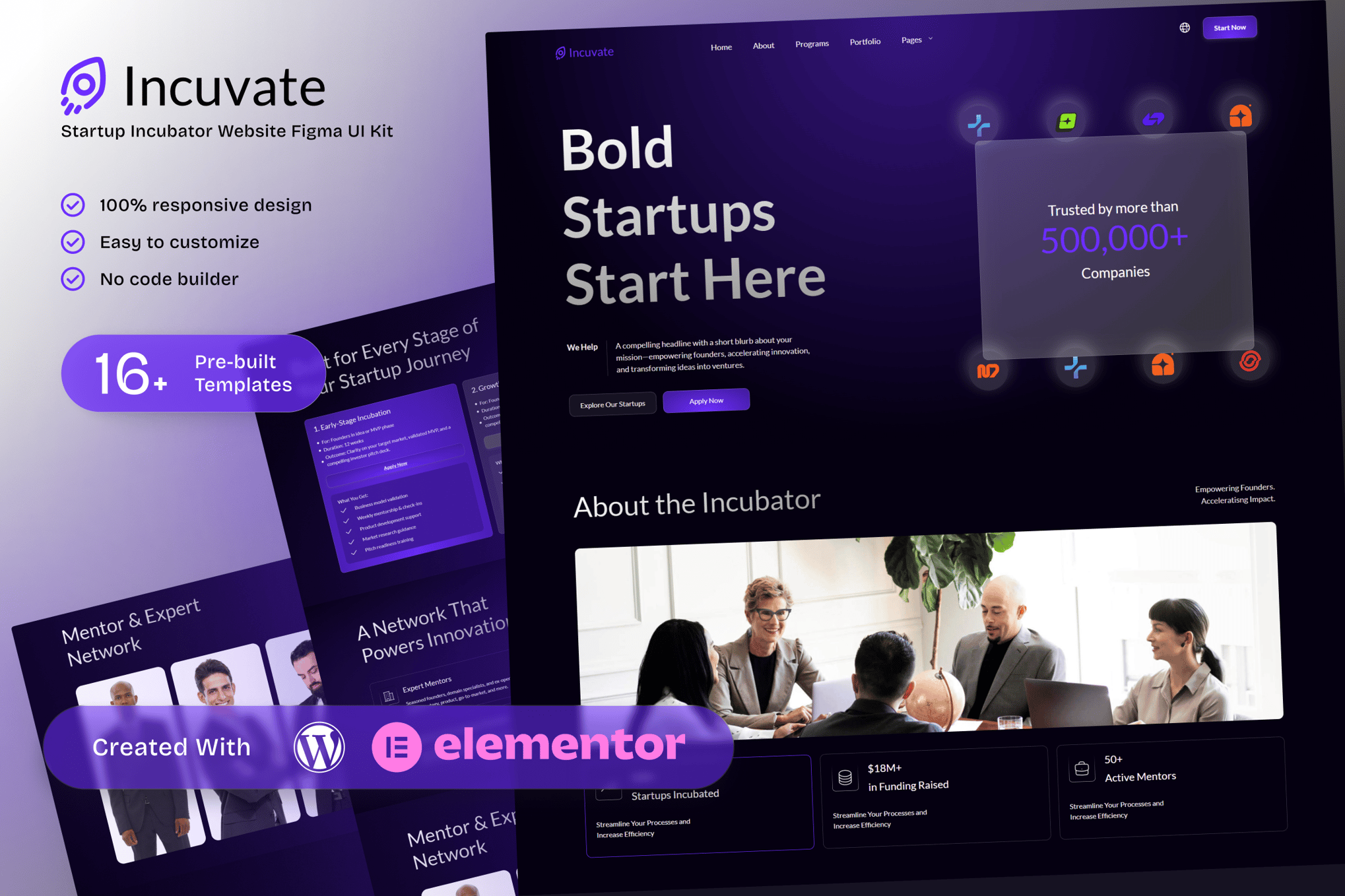 Incuvate - Startup Incubator Elementor Template Kit for Startup Growth template kit cover image