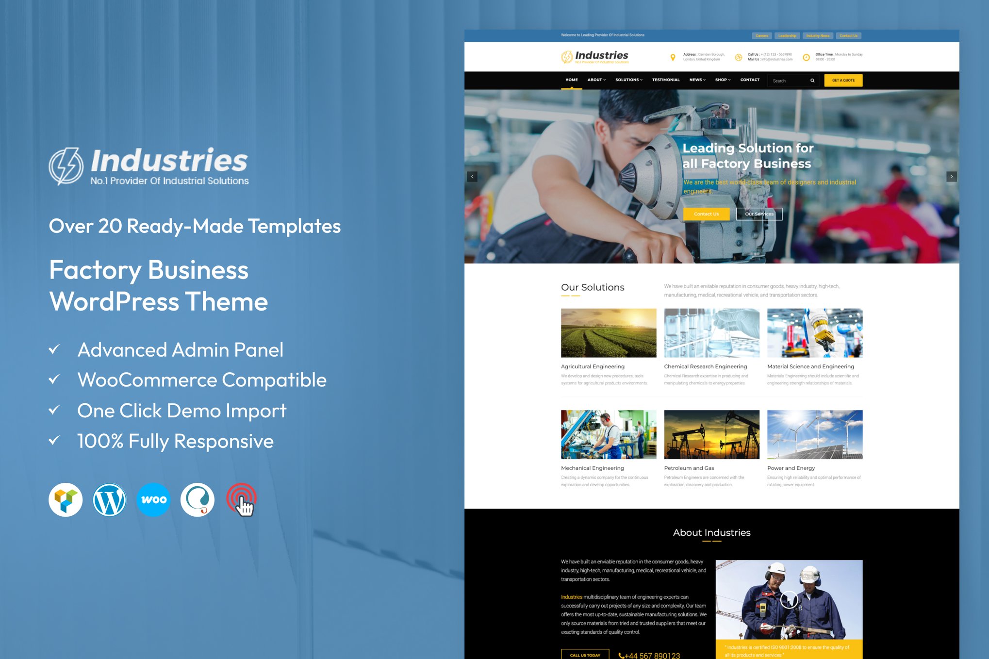 Industries - Factory Business WordPress Theme theme cover image
