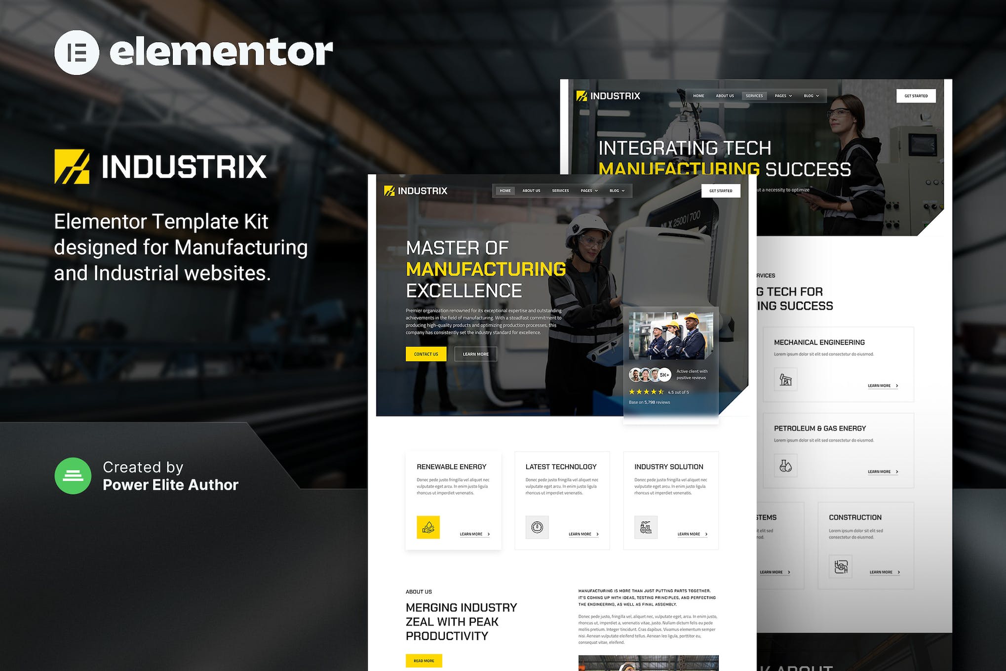 Industrix – Manufacturing & Industrial Elementor Template Kit template kit cover image