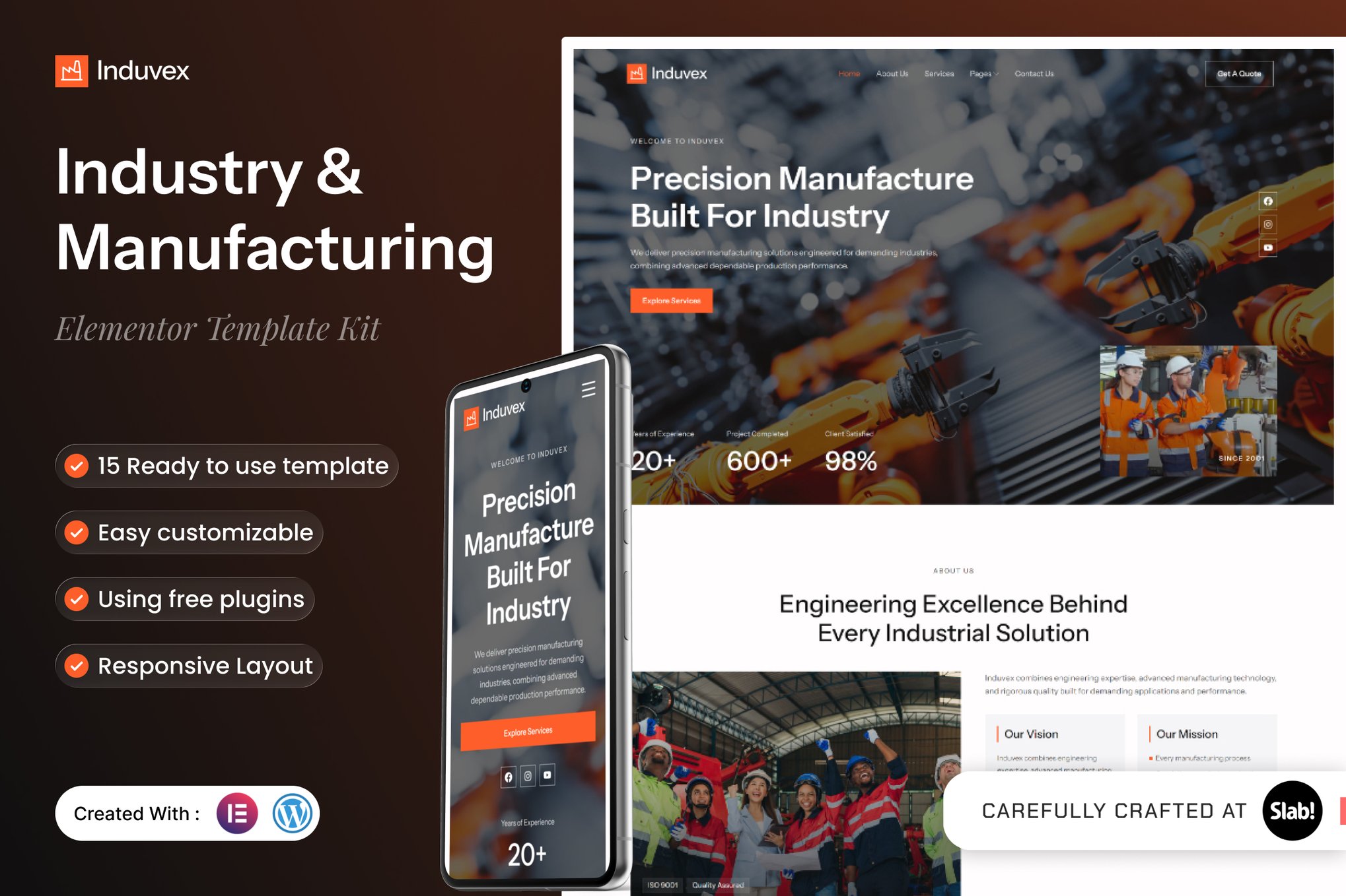 Induvex - Industry & Manufacturing Elementor Template Kit template kit cover image