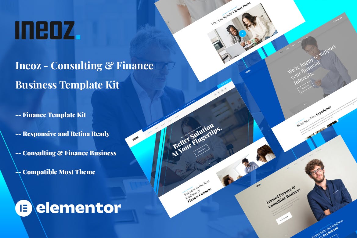 Ineoz - Consulting & Finance Business Elementor Template Kit template kit cover image