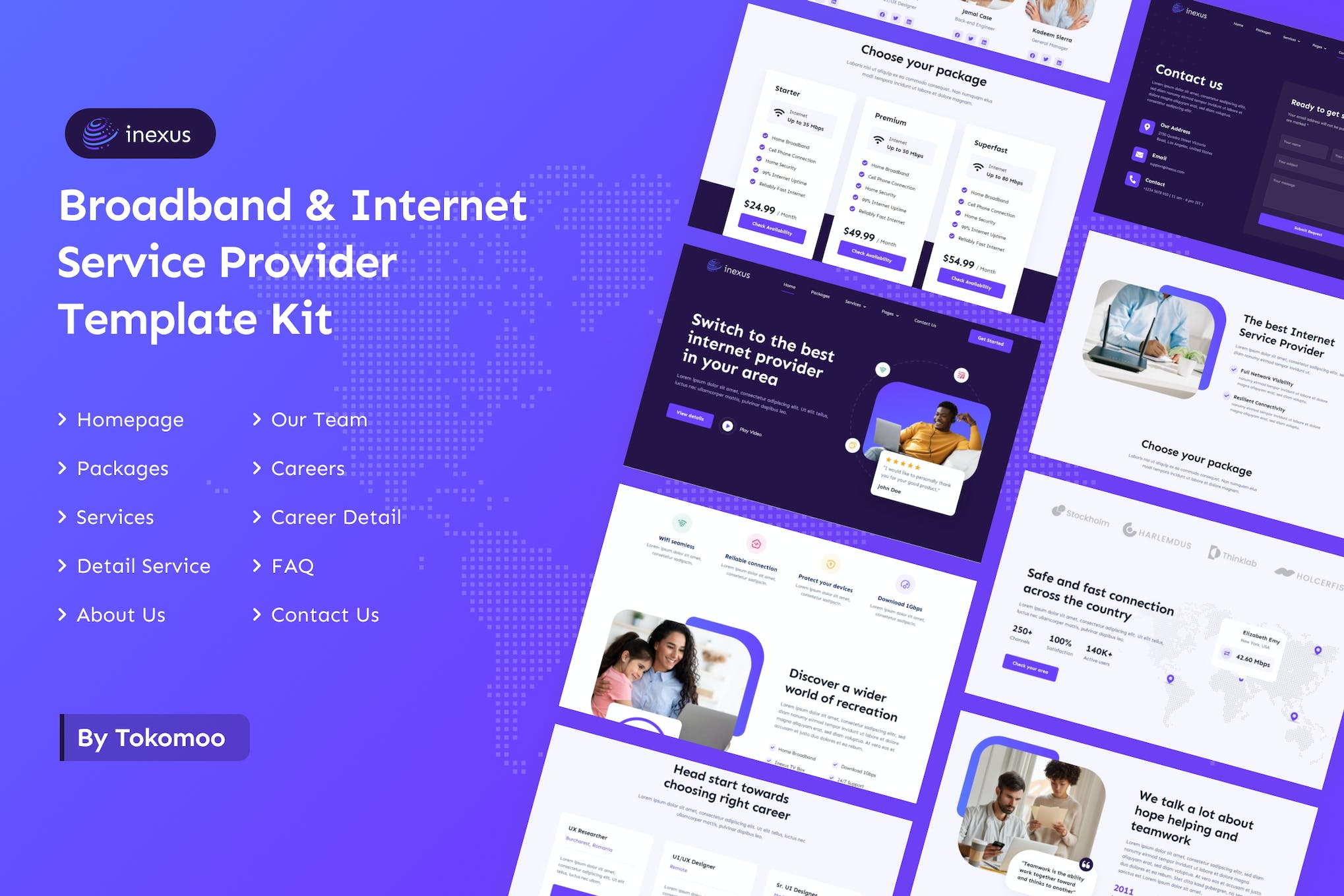 Inexus | Broadband & Internet Service Provider Elementor Template Kit template kit cover image