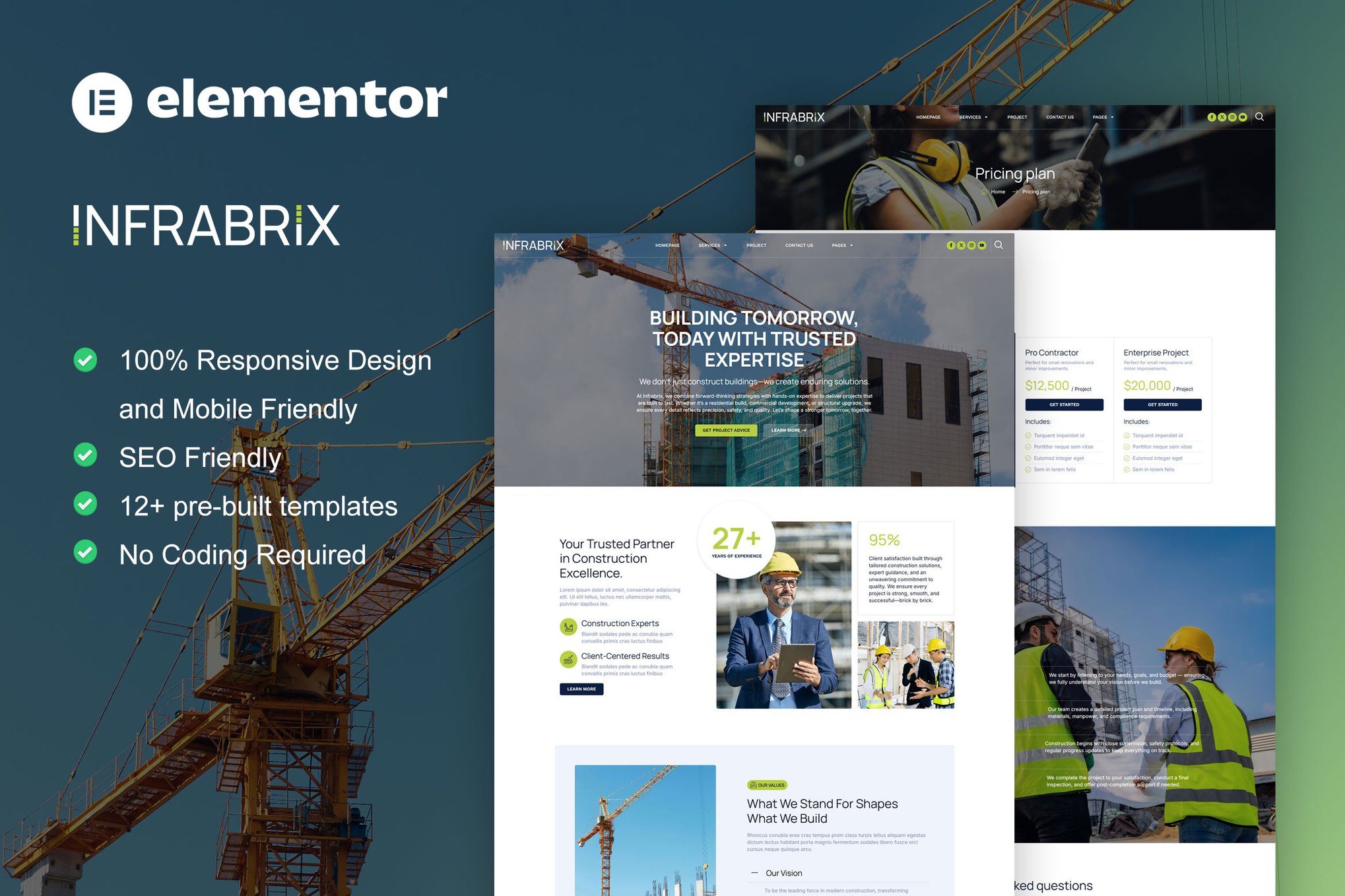 Infabrix - Construction & Building Service Elementor Template Kit template kit cover image