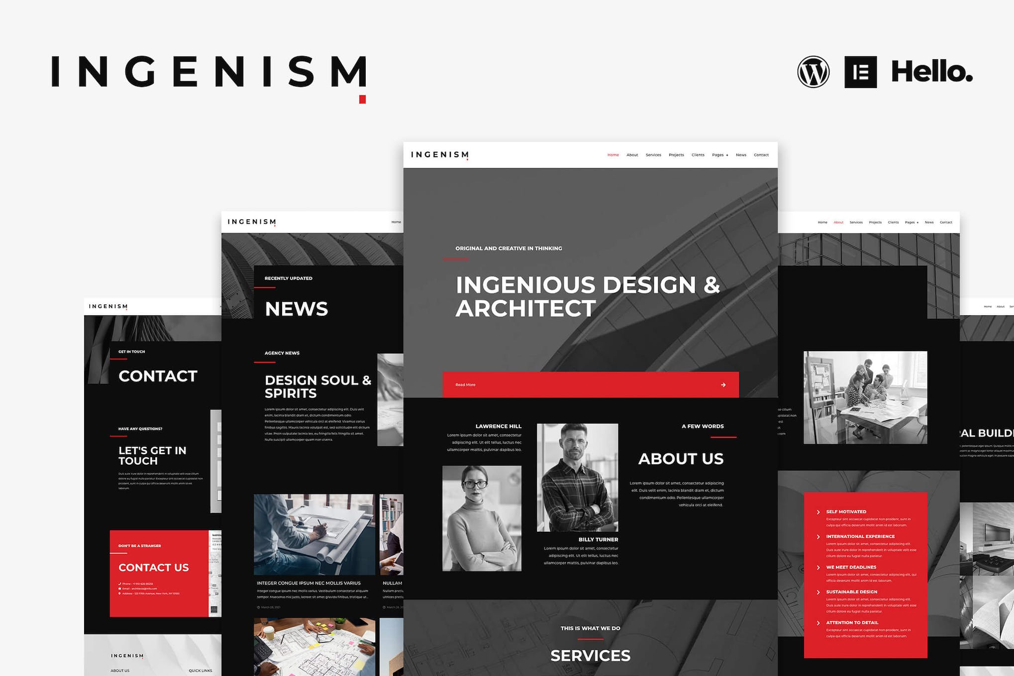 INGENISM - Architectural Design Agency Elementor Template Kit template kit cover image