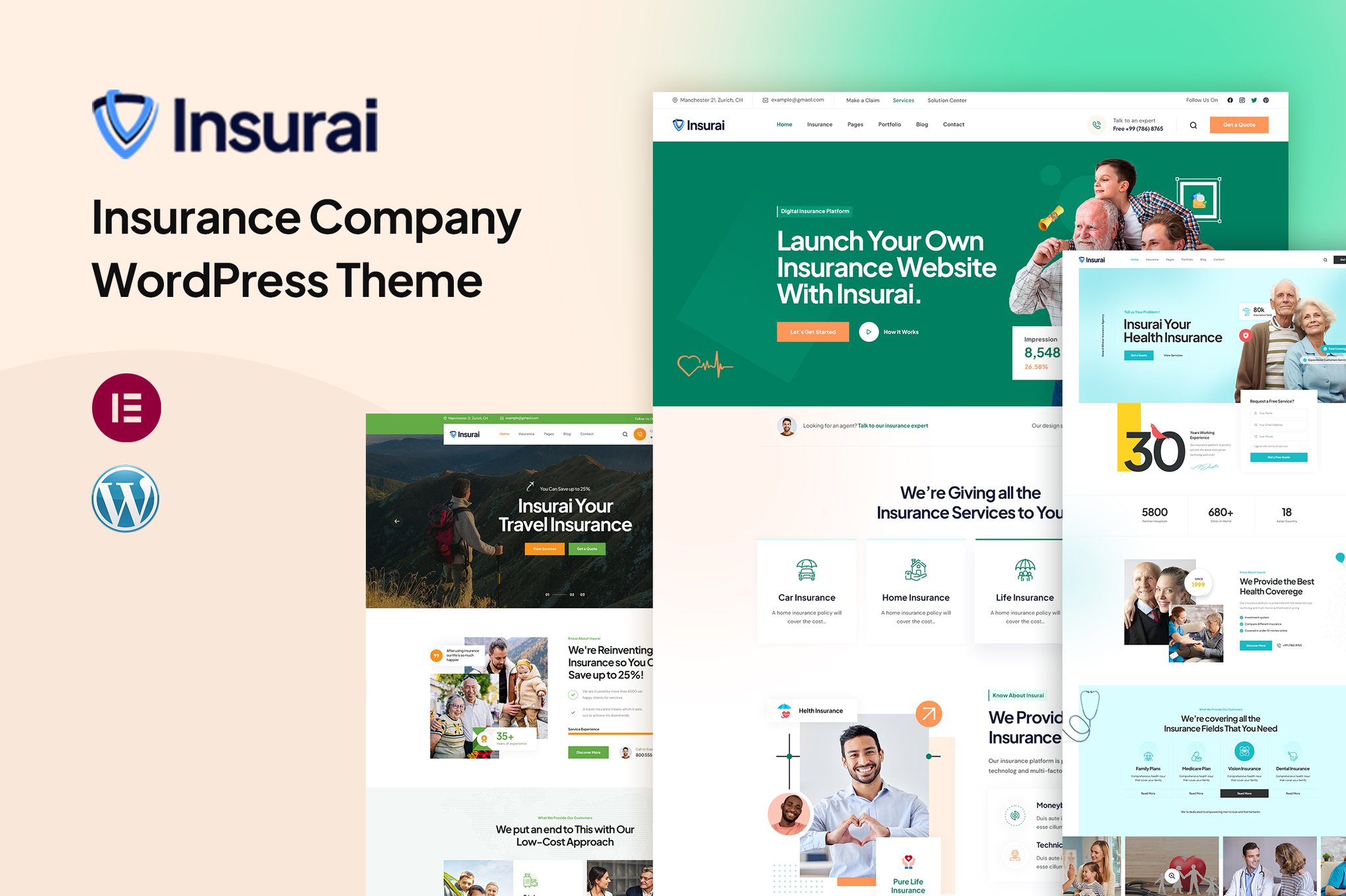 Insurai – Insurance Company WordPress Theme theme cover image