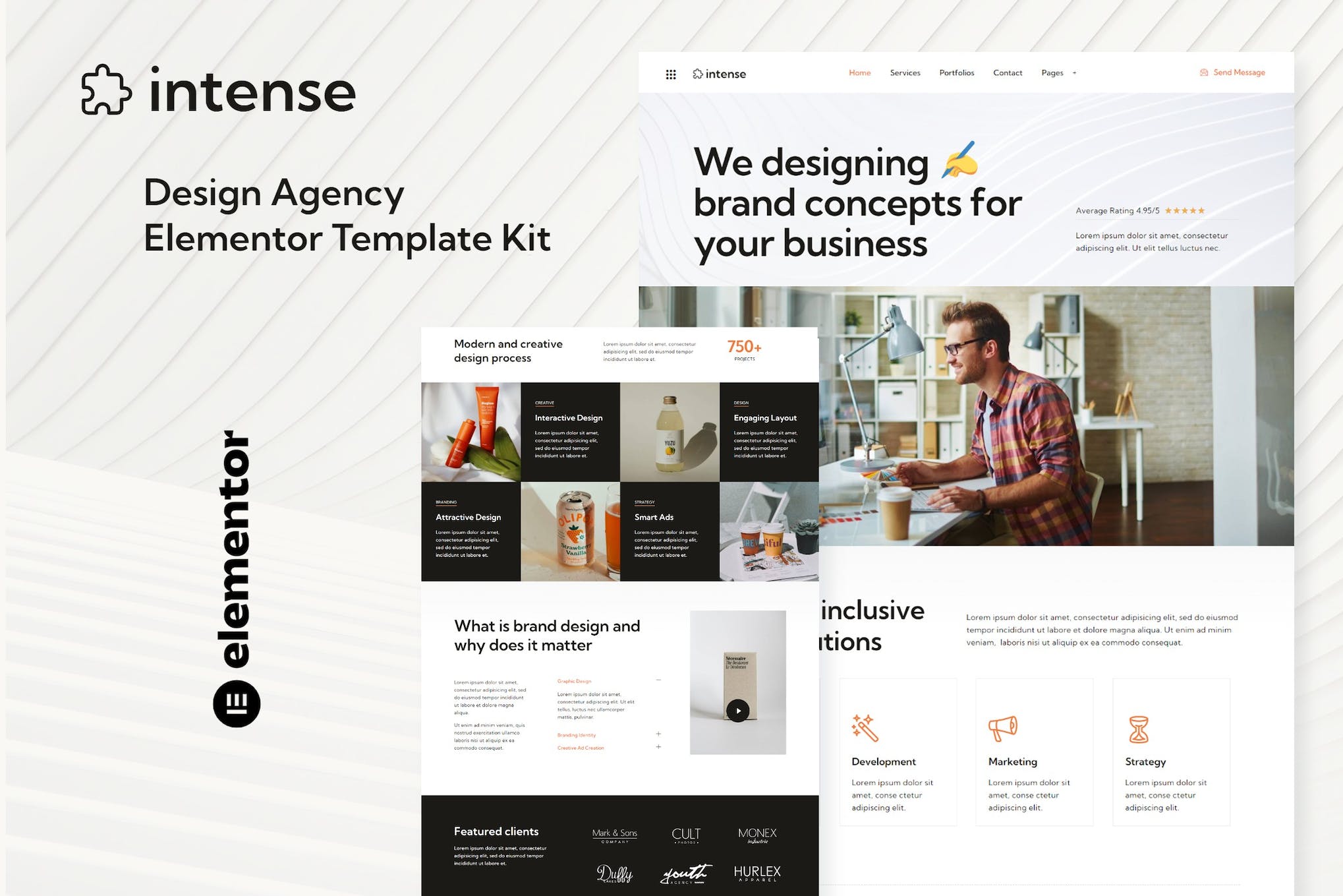 Intense - Creative Digital Agency Services Elementor Template Kit template kit cover image