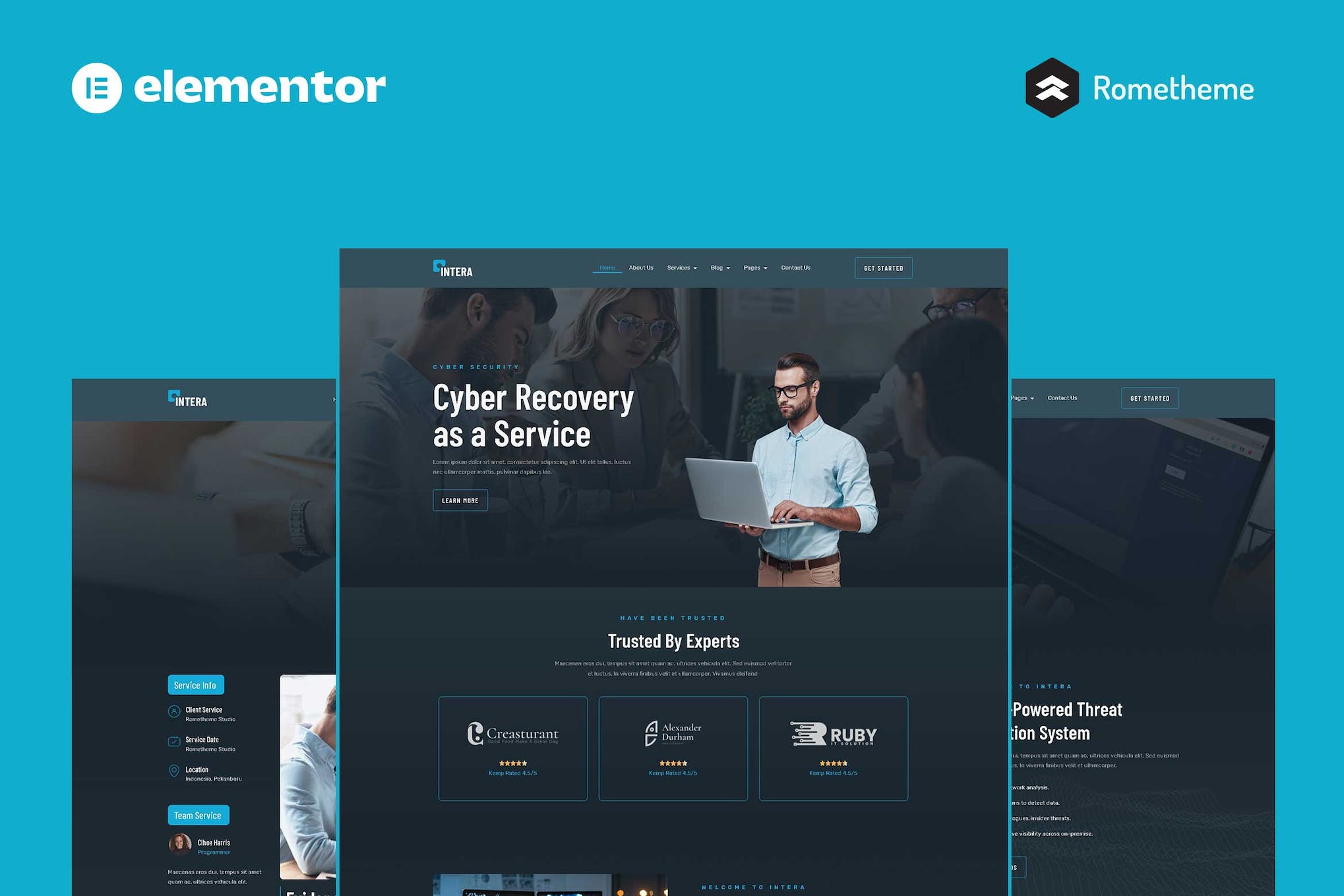 Intera - Cybersecurity Elementor Pro Full Site Template Kit template kit cover image