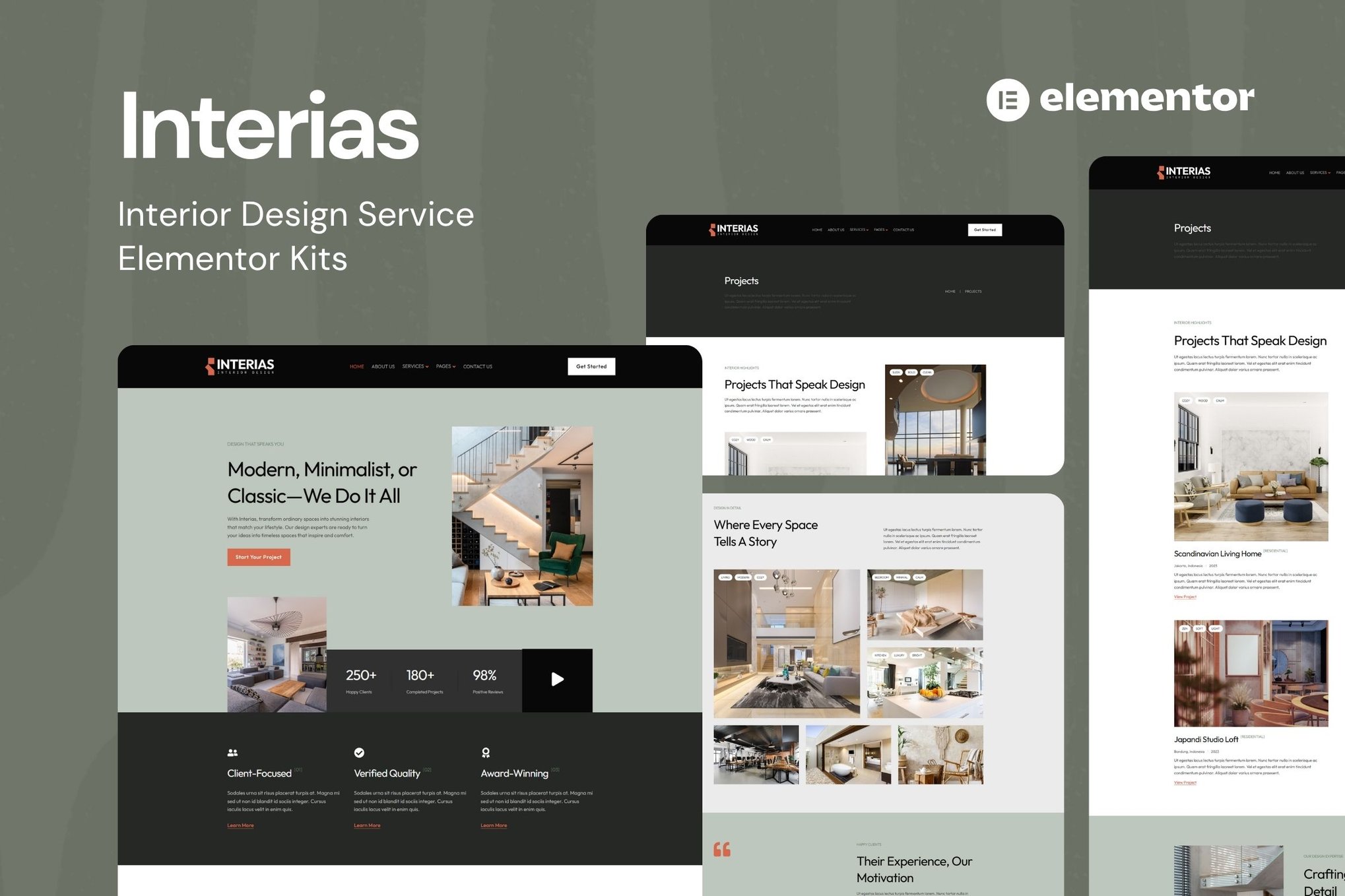 Interias - Interior Design Service Elementor Template Kit template kit cover image