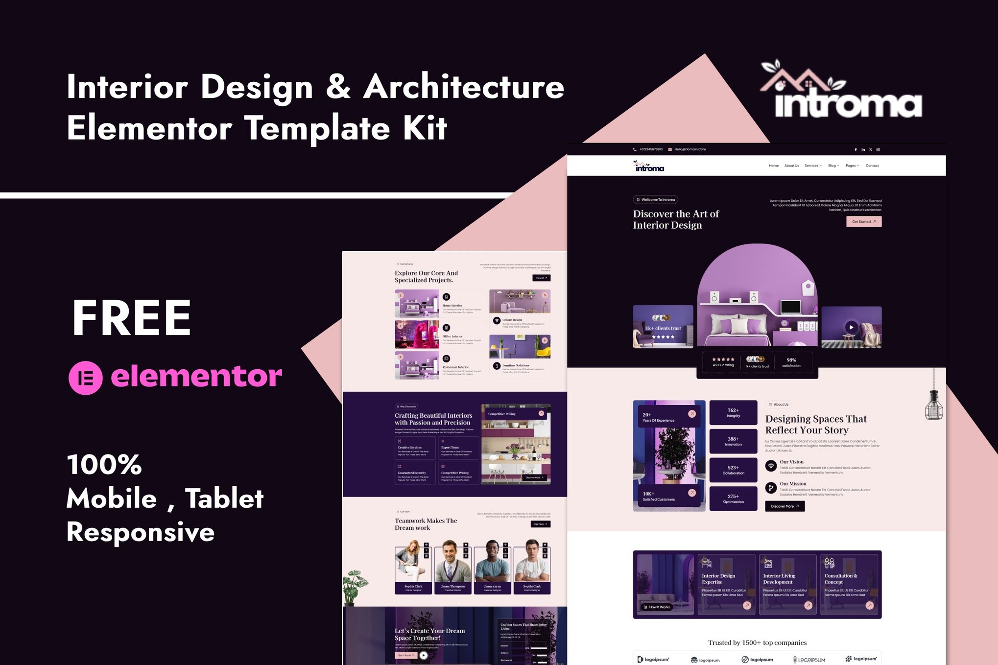 Introma - Interior Design & Architecture Elementor Template Kit template kit cover image