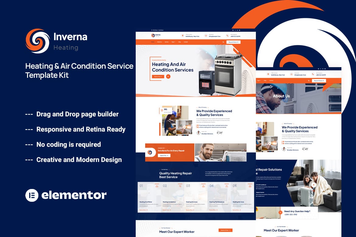Inverna - Heating & Air Condition Service Template Kit template kit cover image